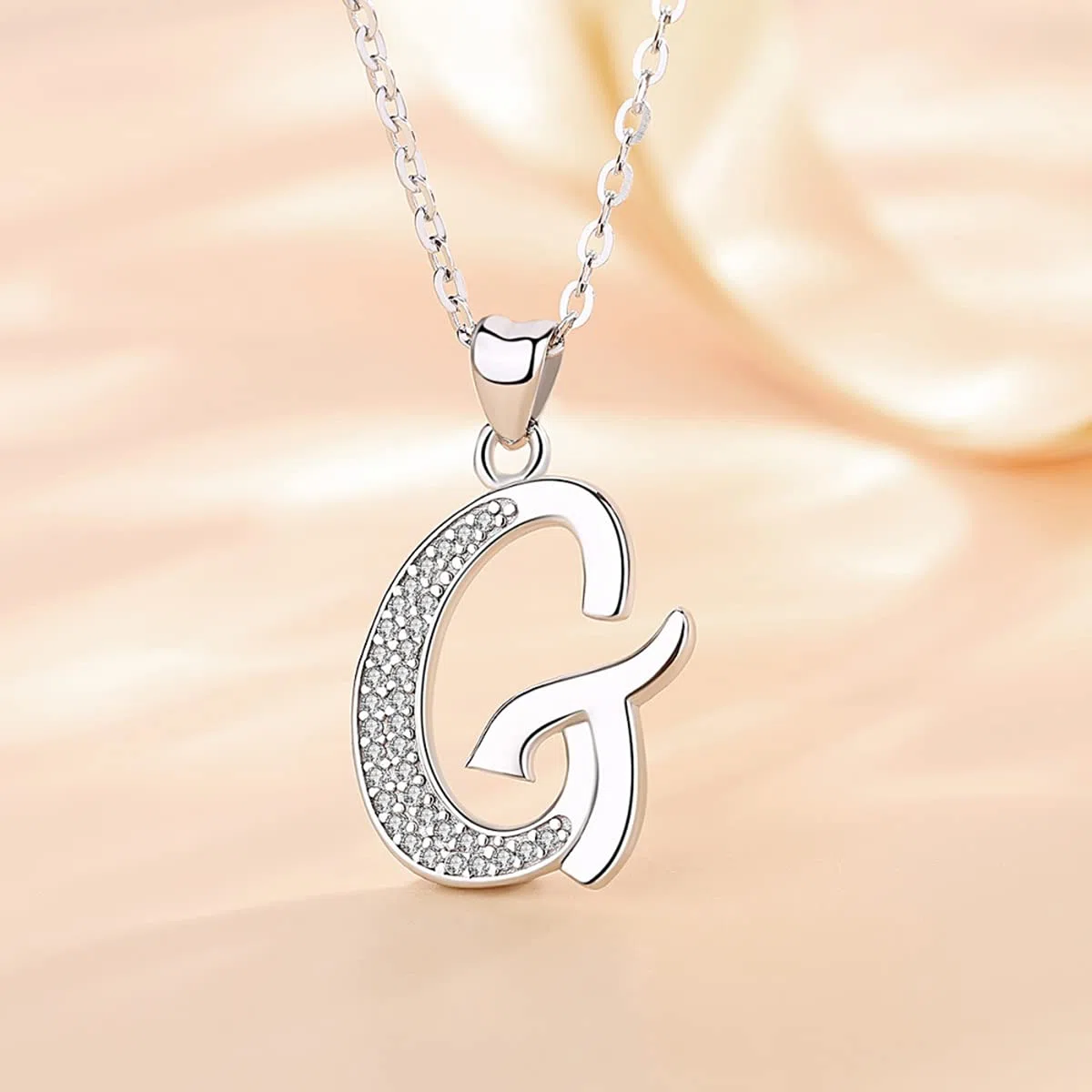 AEONSLOVE Collares Letras Plata de Ley 925 Colgantes Iniciales Mujer con Circonitas Brillantes Regalo Joya Nombre para Niñas Hija Amigas, Cadena de 45,7 CM