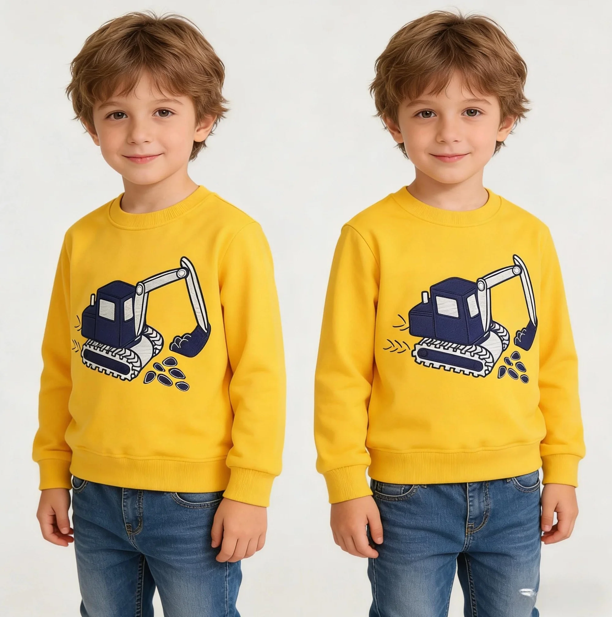 Sudaderas Niño Dinosaurio Pullover de Algodón Manga Larga Cuello Redondo 2-7 Años