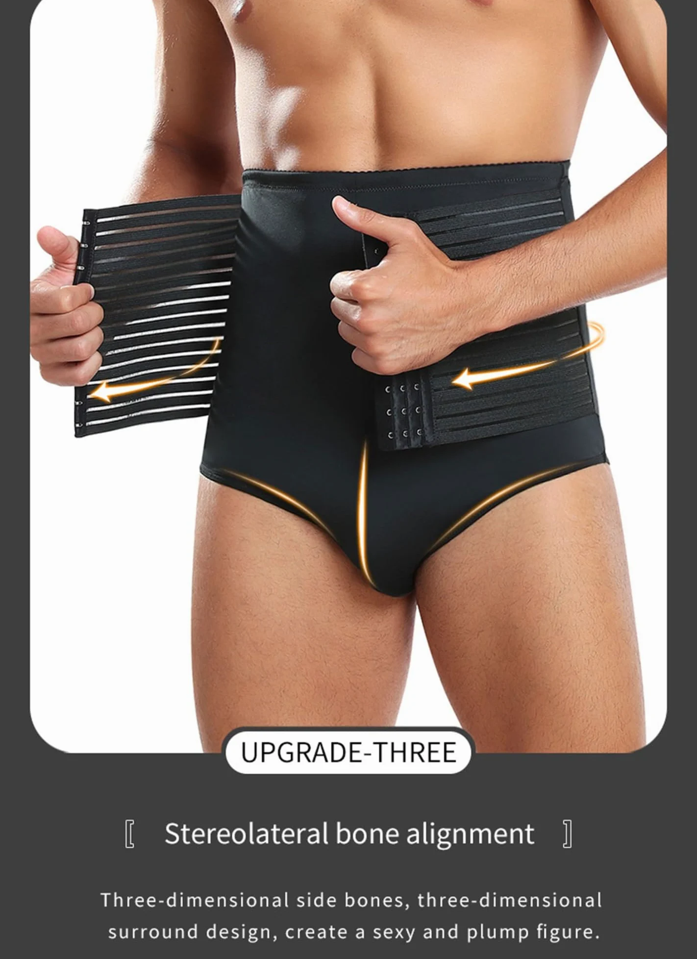HLTYGWX Calzoncillos de Barriga para Hombre, Cintura Alta, Ropa Interior más Delgada, Control Firme, Faja para el Vientre, Faja de compresión Ajustable