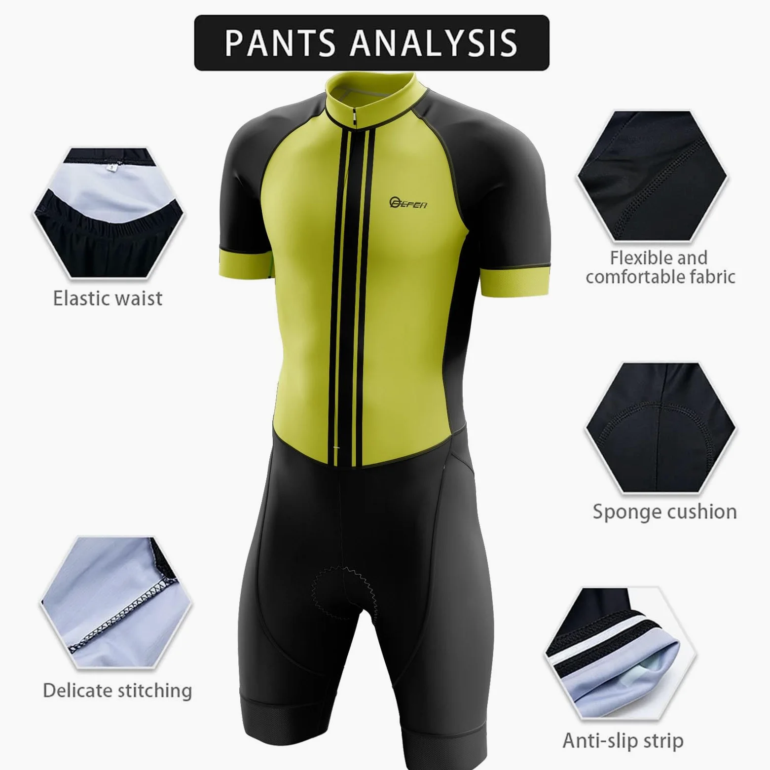 FFFF & OLFEH Summer Cycling Skinsuit Triatlón for Hombres, Traje de Ciclismo Hombres de Traje Tri con 3 Bolsillos Equipo de Triatlón Pantalones Cortos Mangas Cortas de Ciclismo Ropa Maillot