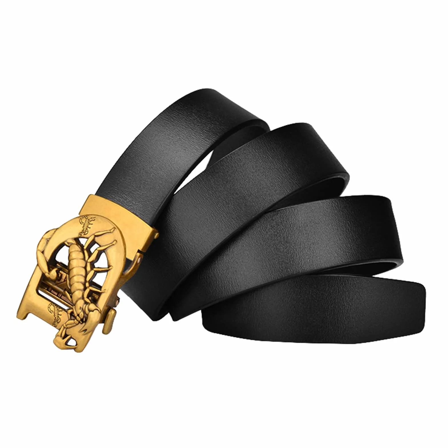 Cinturón, Cinturones for hombre Vestido de trinquete cuero con hebilla deslizante escorpión escultura automática, ajuste for adaptarse