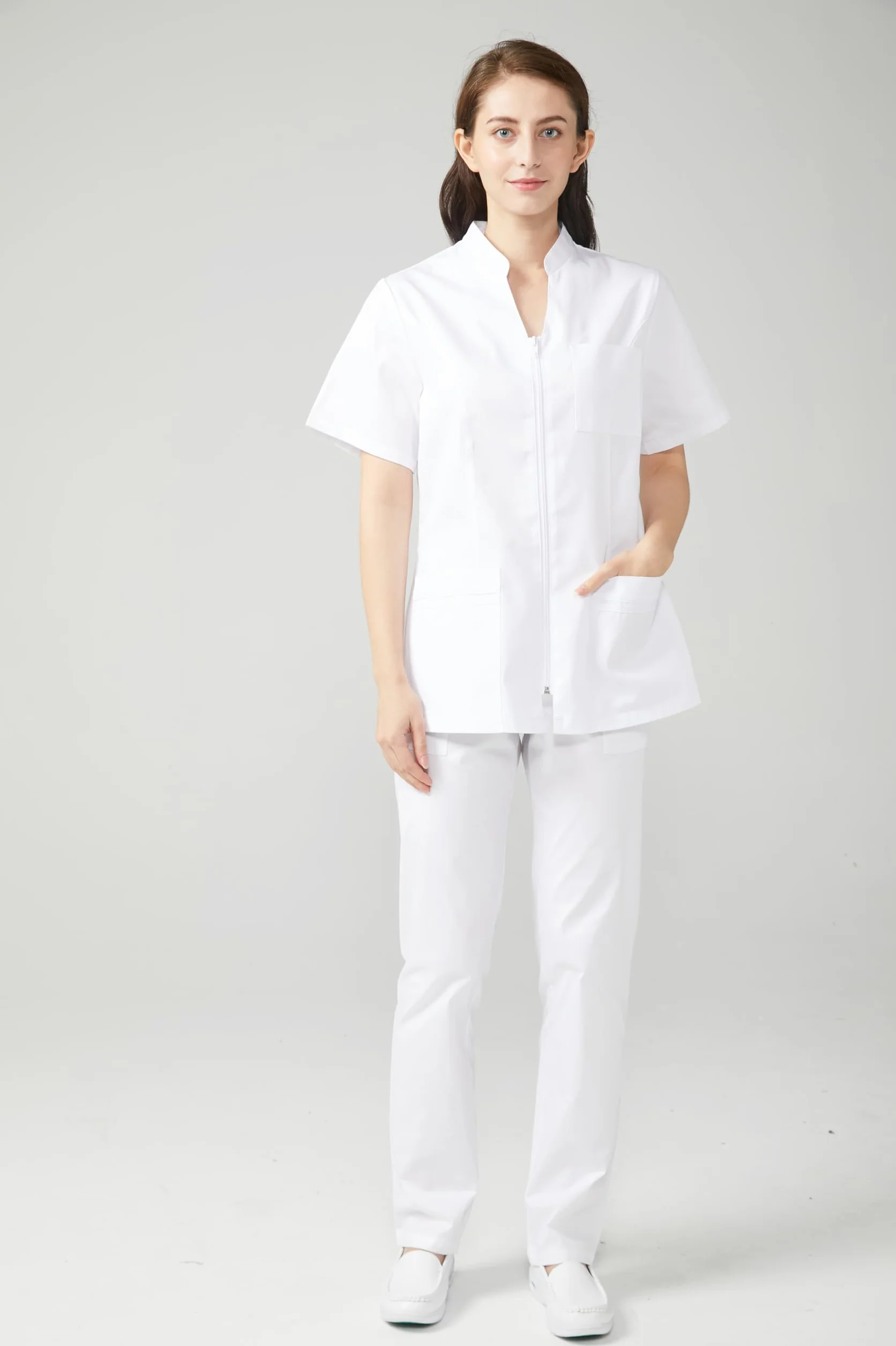 Victory Uniforme Sanitario Mujer Profesional Médico Cómodo Transpirable Resistente Uso Diario Hospital Clínica Laboratorio Trabajo Algodón Poliester Cremallera Lavable 702-8312
