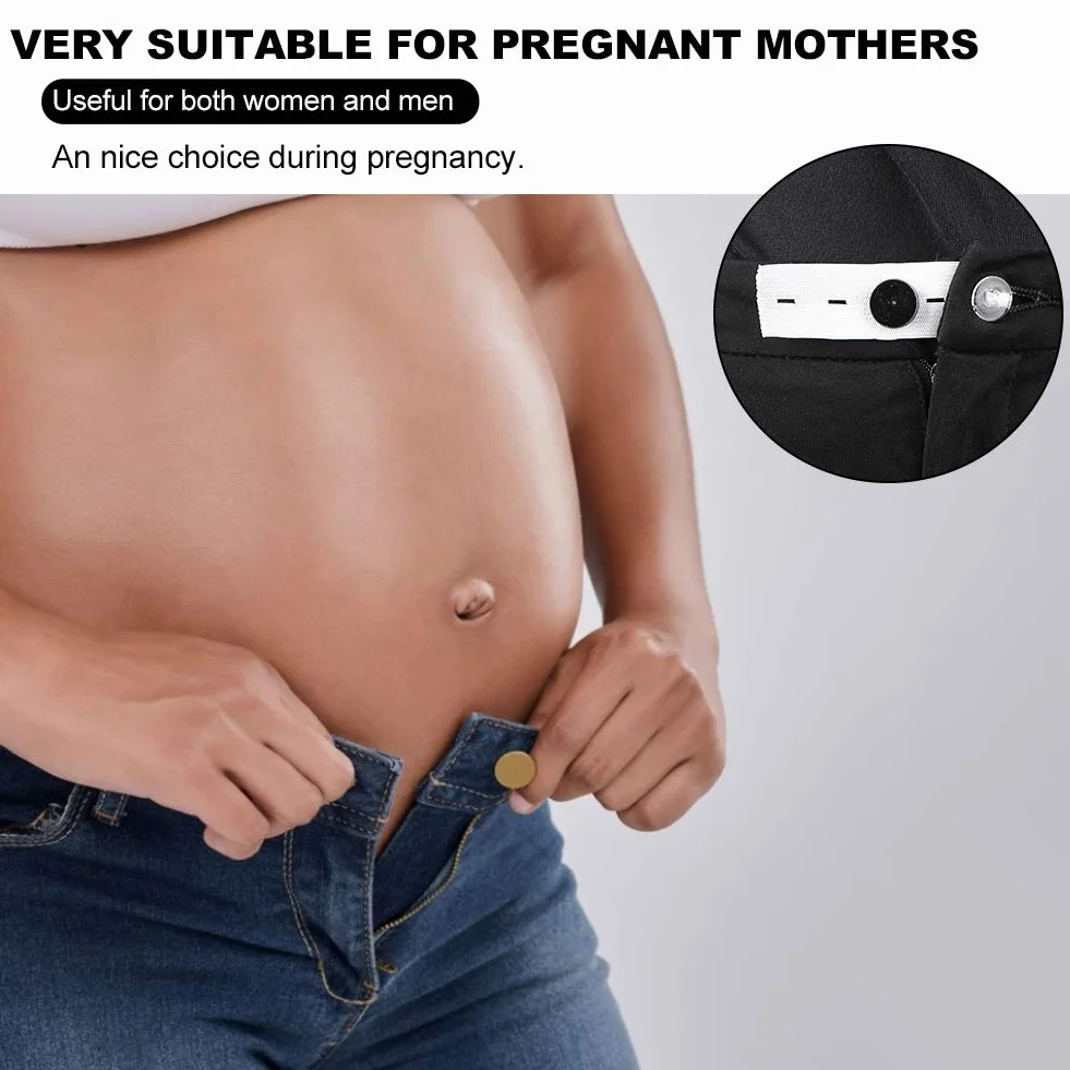 GOTOTOP 6 piezas cinturón extensión hebilla pantalones de maternidad ajustables extender banda elástica cinturón de embarazo blanco y negro cinturón ventral (blanco)