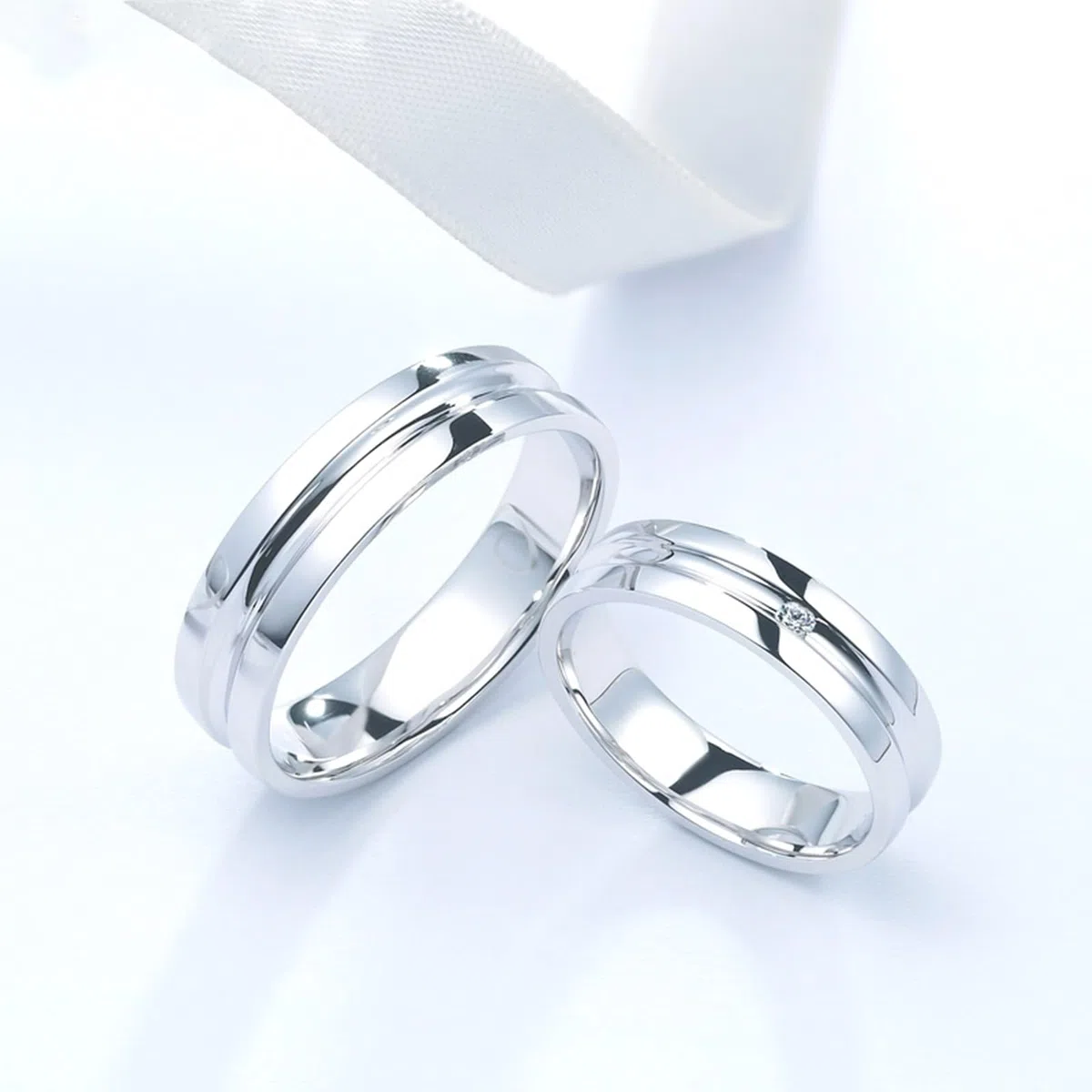 Wycian Anillos de Promesa Hombre Anillos Mujer Plata Oro Blanco de 14 Quilates Polaco Talla 16 Sólido No Chapado Simple para Tía Día de La Madre Joyas