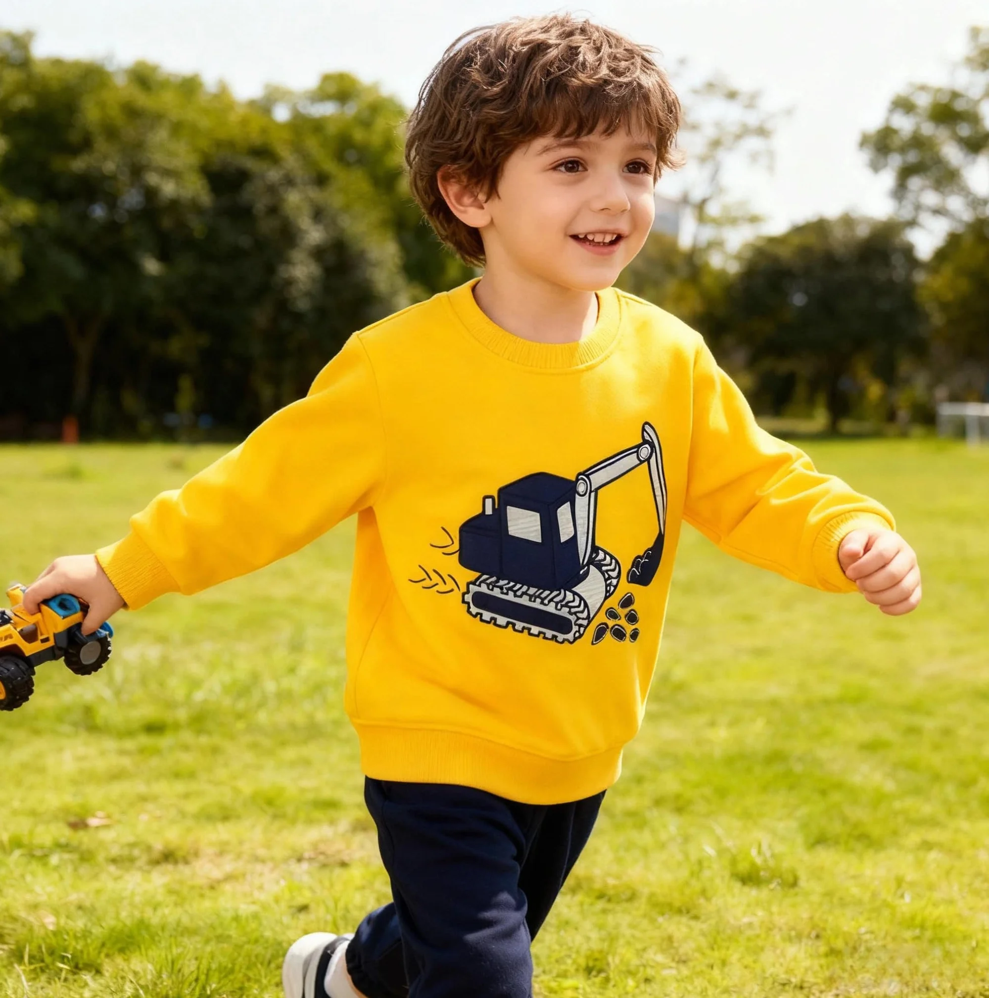 Sudaderas Niño Dinosaurio Pullover de Algodón Manga Larga Cuello Redondo 2-7 Años