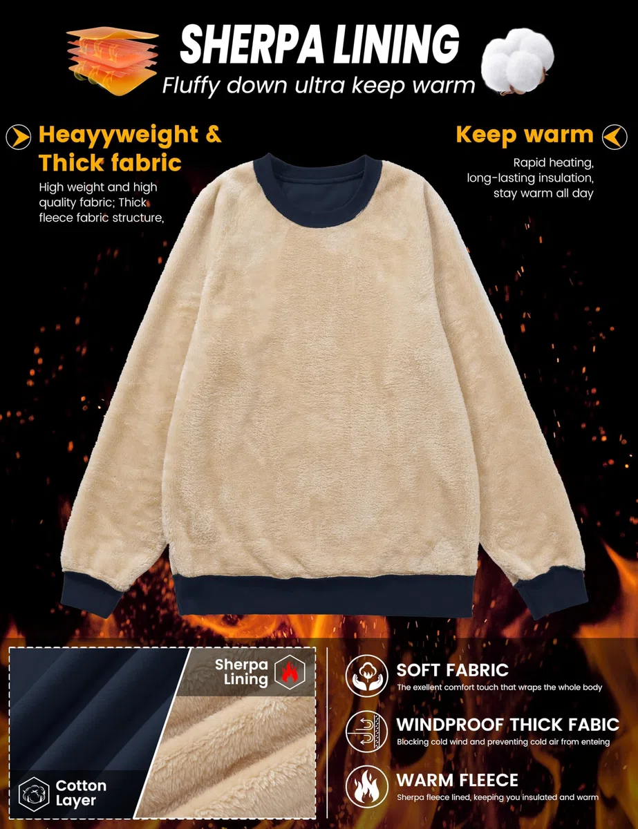 MAGCOMSEN Sudadera para Hombre sin Capucha, con Forro Polar