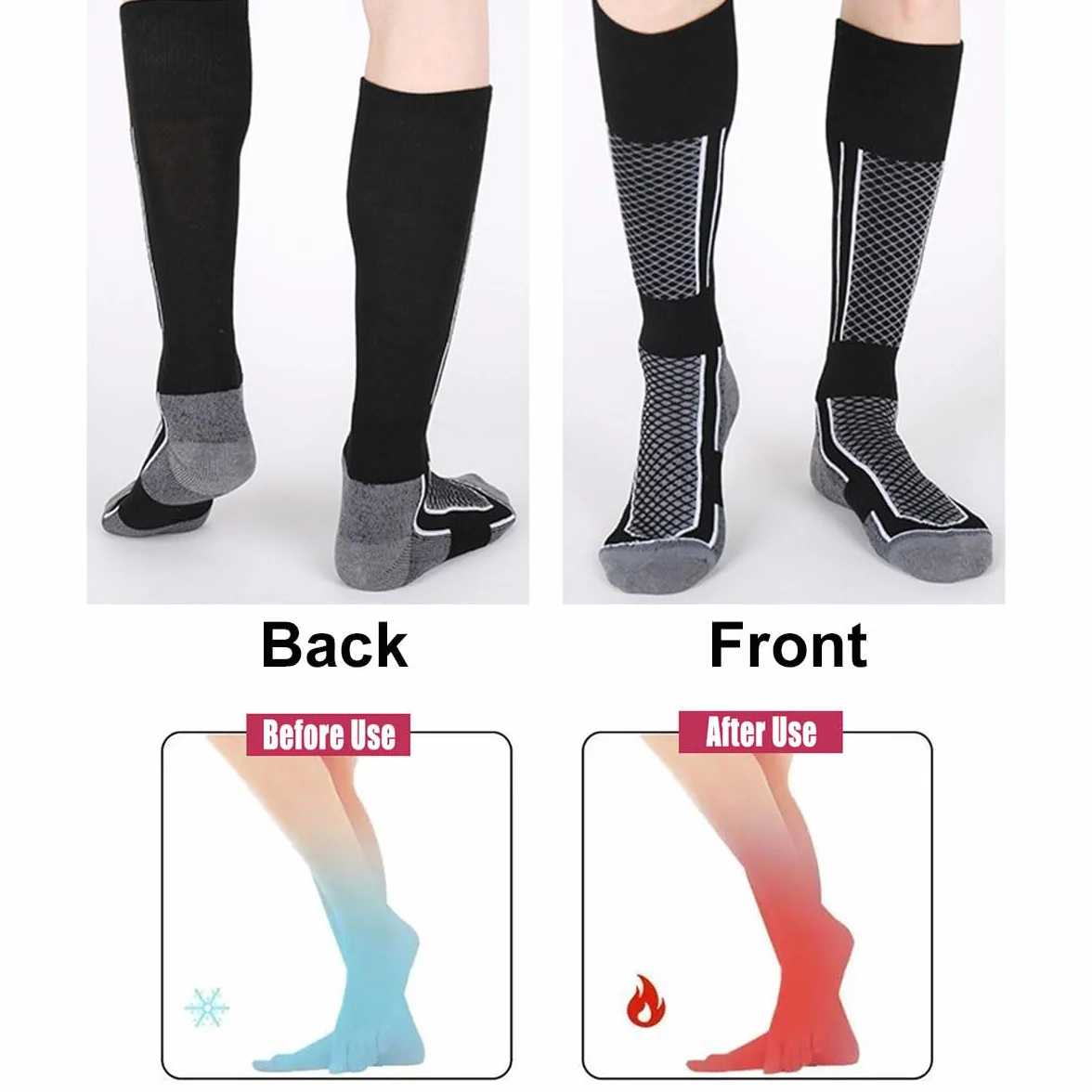 Calcetines de Esquí TérmicosCalcetines Altos De Compresión Para Snowboard Calcetines Termicos Frio Extremo Gruesos Hasta La Rodilla Para Clima Frío