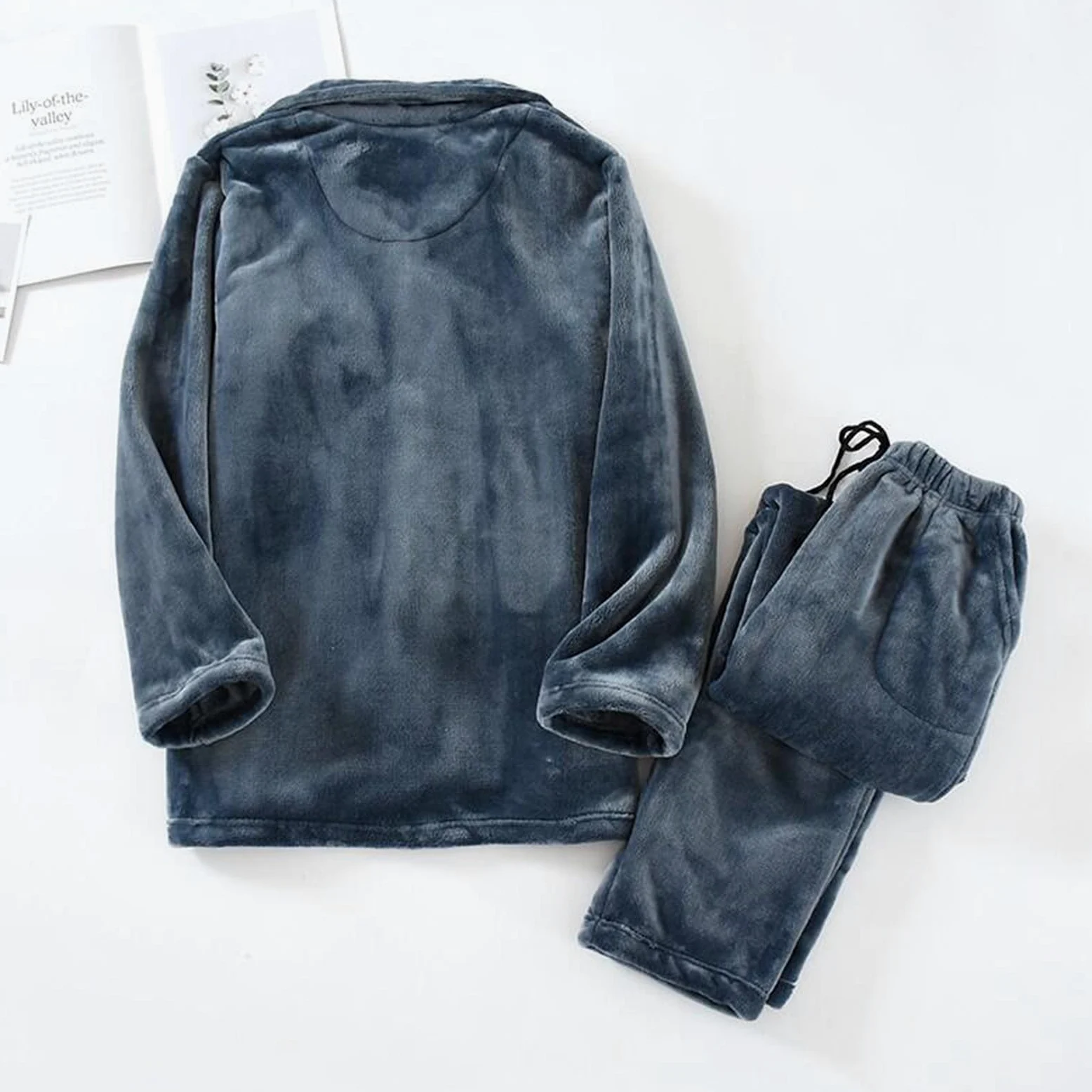 Genérico Pijama Hombre de Franela térmica de Invierno, Ropa de Dormir de Forro Polar acogedora para Noches frías, Ropa Suave y cómoda para el hogar.