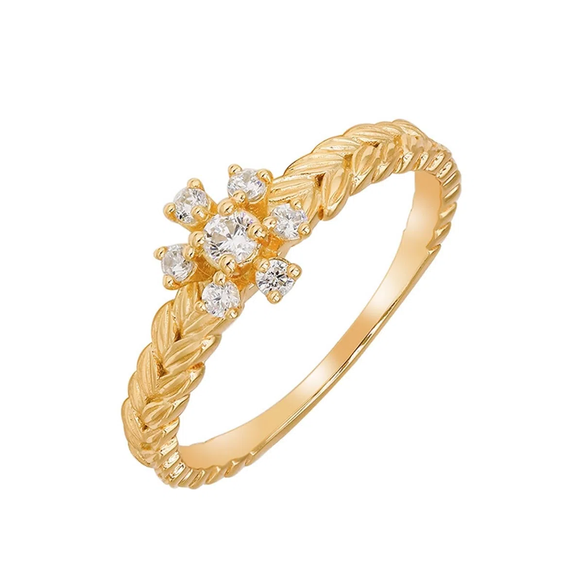 Alianzas de oro amarillo de 9 K/14 K/18 K con moissanita, dientes de trigo, flores, anillos de pareja