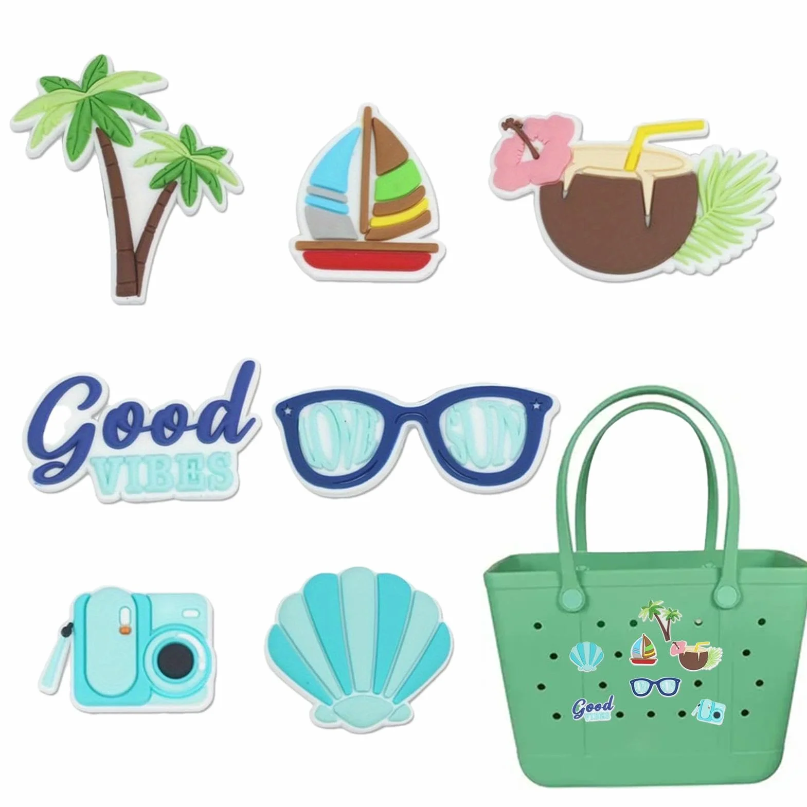 Adorno Para Bolsa Bogg | Accesorios Para Bolsas De Playa De Goma | Totes Inserciones Charm Beach Charm Accesorios | Favores De Fiesta En La Playa | Lindos Accesorios De Decoración De Bolsos De Playa