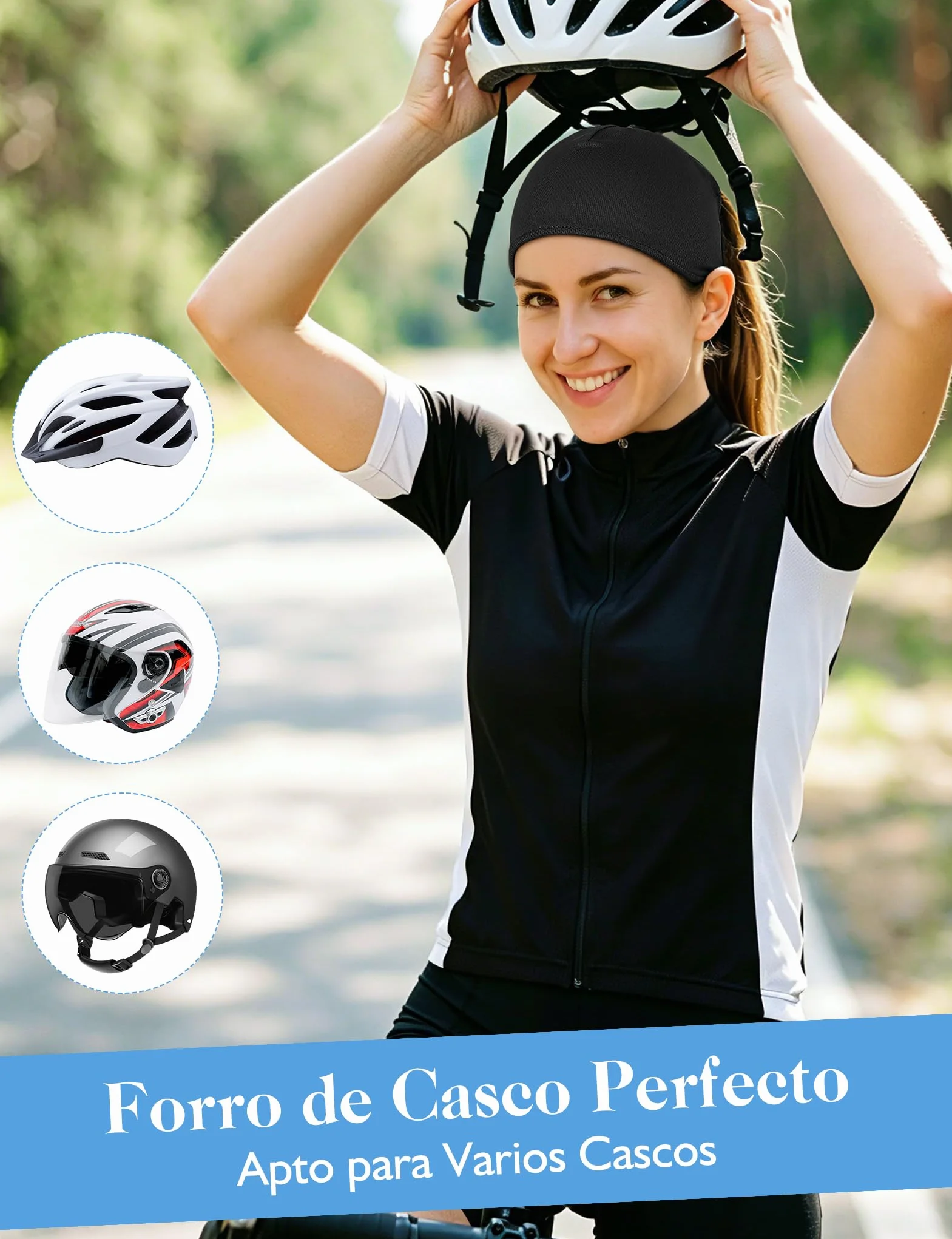 Becellen 2 Piezas Gorros Ciclismo Bajo Casco Verano, Sotocasco Bici Transpirable Multifuncional para Mujer Deporte
