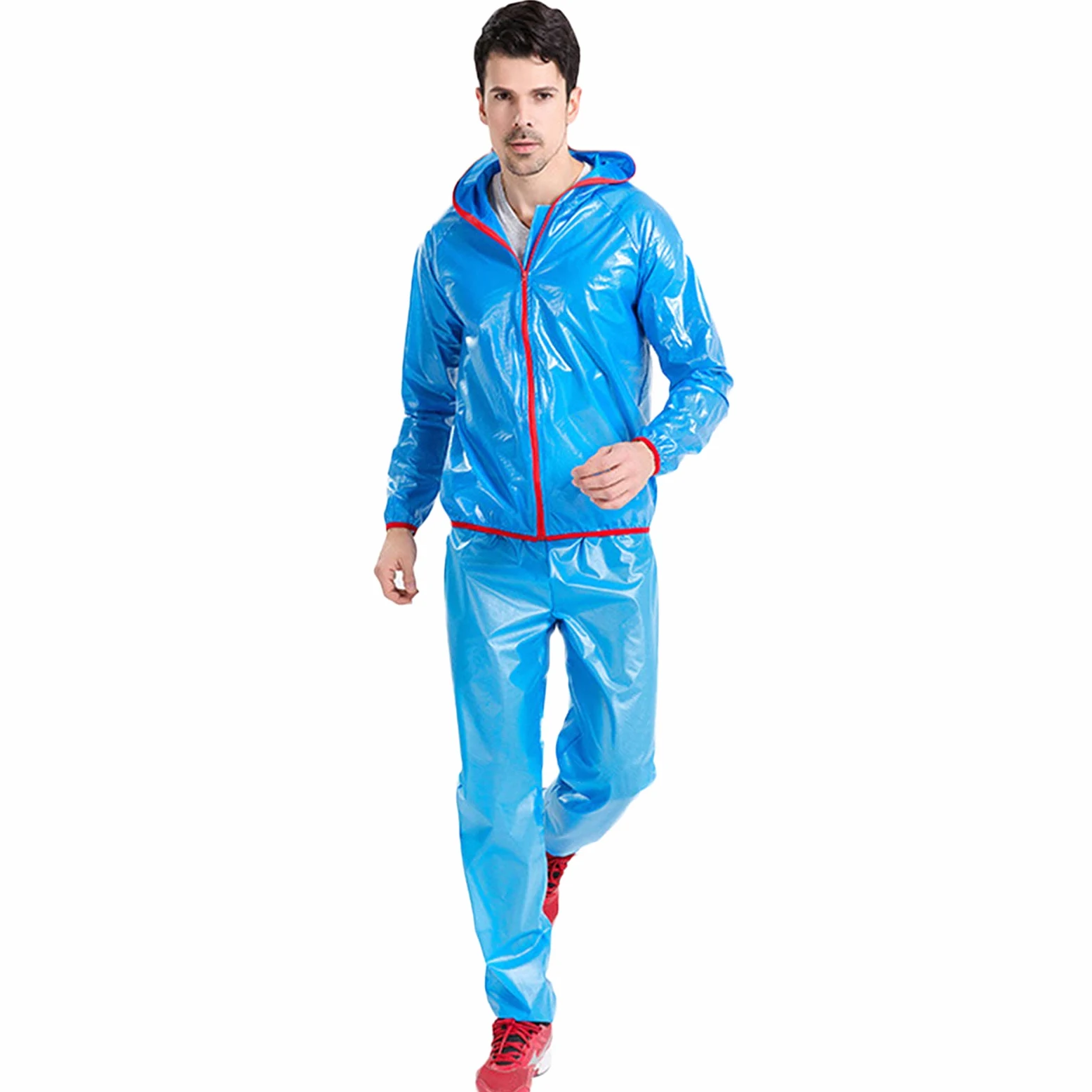 Chubasquero Moto, Chubasquero Hombre Running, Chubasquero Running Hombre, Reutilizable Chubasquero Hombre Mujer Ligero, para Exterior,Senderismo,Azul,XL