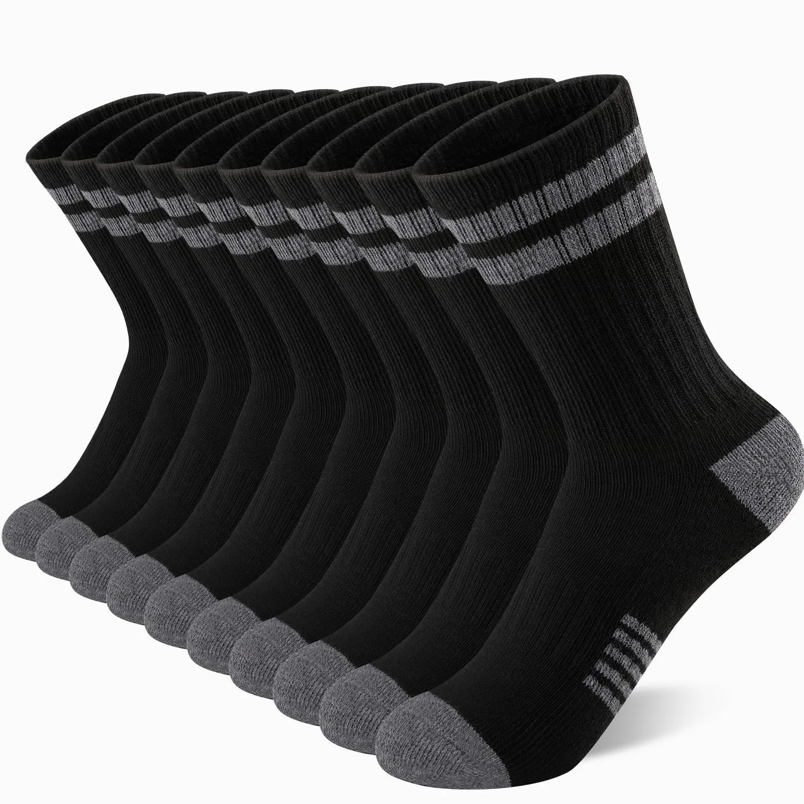 Comfoex 10 pares de calcetines deportivos largos para niños de 4 a 6, 6 a 8, 8 a 10 años, para deportes de pantorrilla, medio acolchado