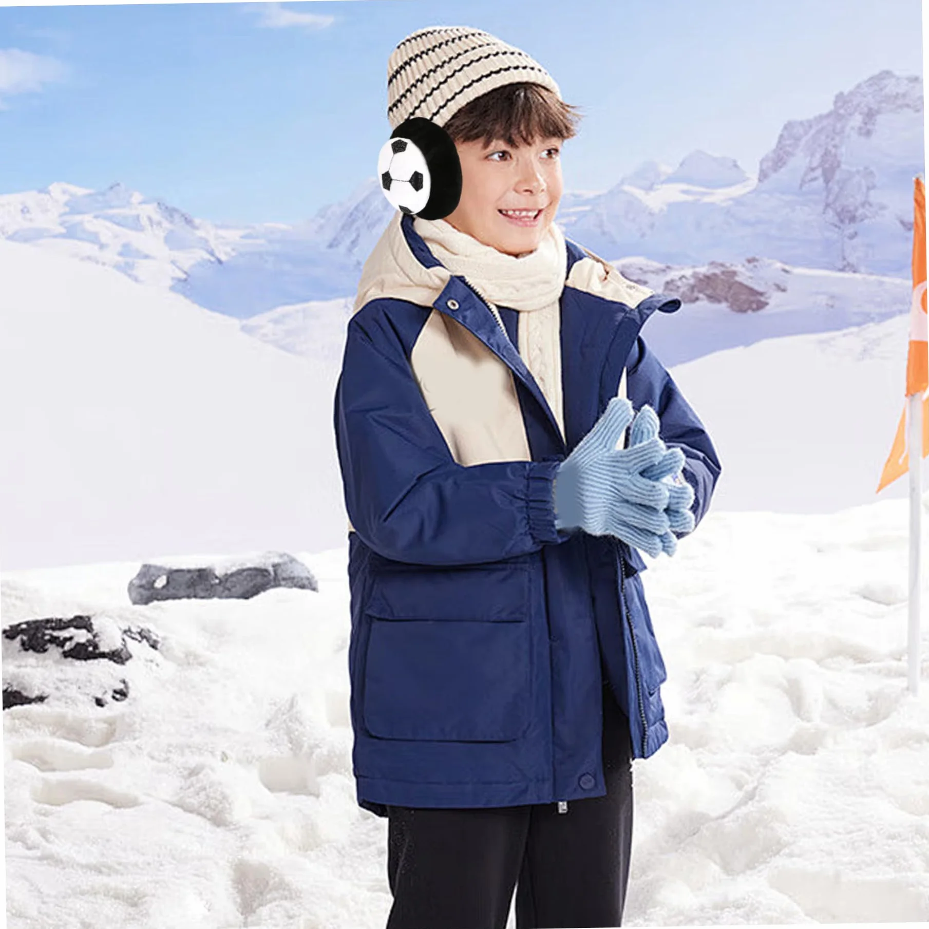 Orejeras para niños, orejeras de fútbol de felpa cálidas de invierno para niños, niñas, ropa para clima frío