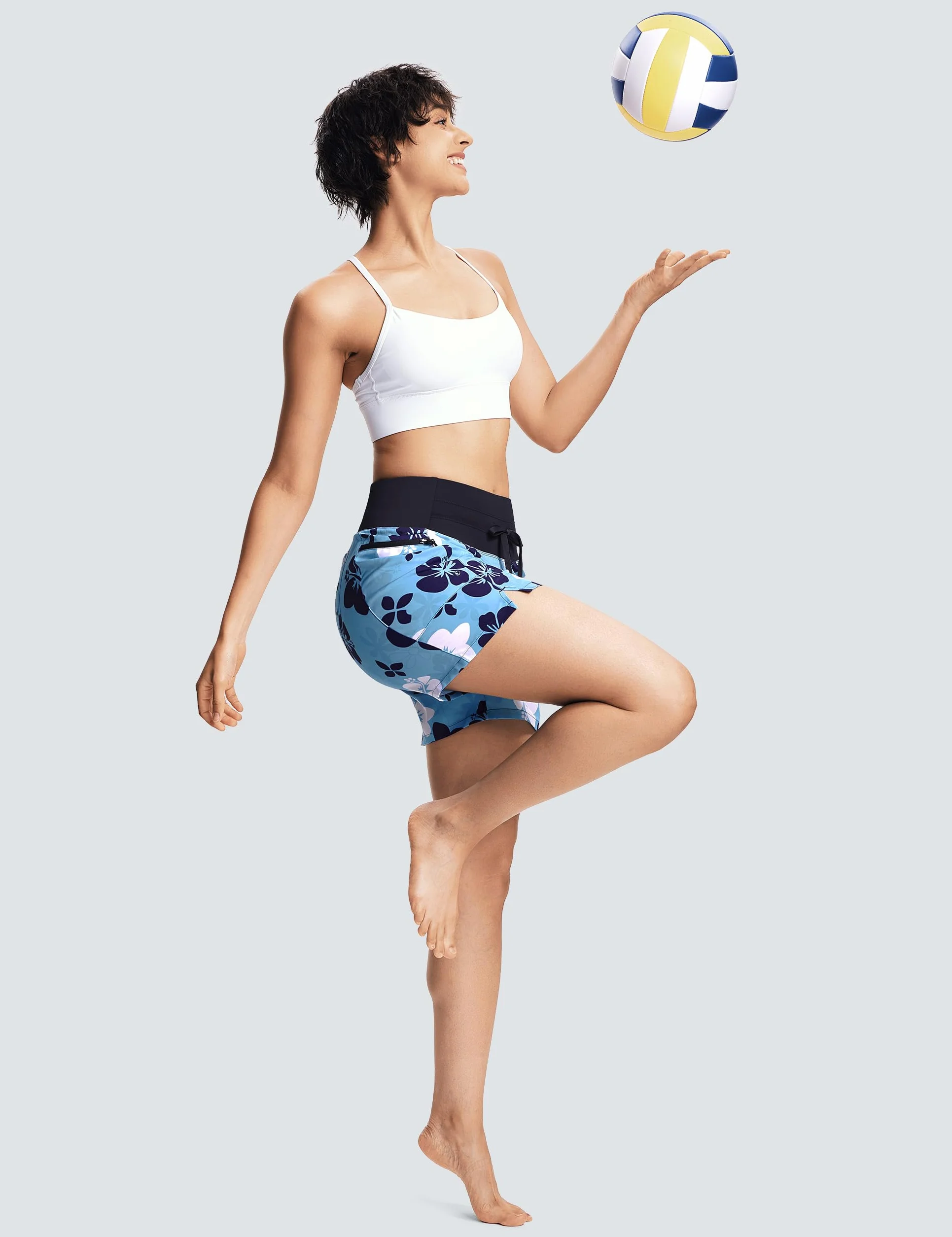 ISEEGZ Pantalones cortos de natación de cintura alta de 5 y 9 pulgadas para mujer, de secado rápido, UPF 50+, con forro y bolsillos con cremallera