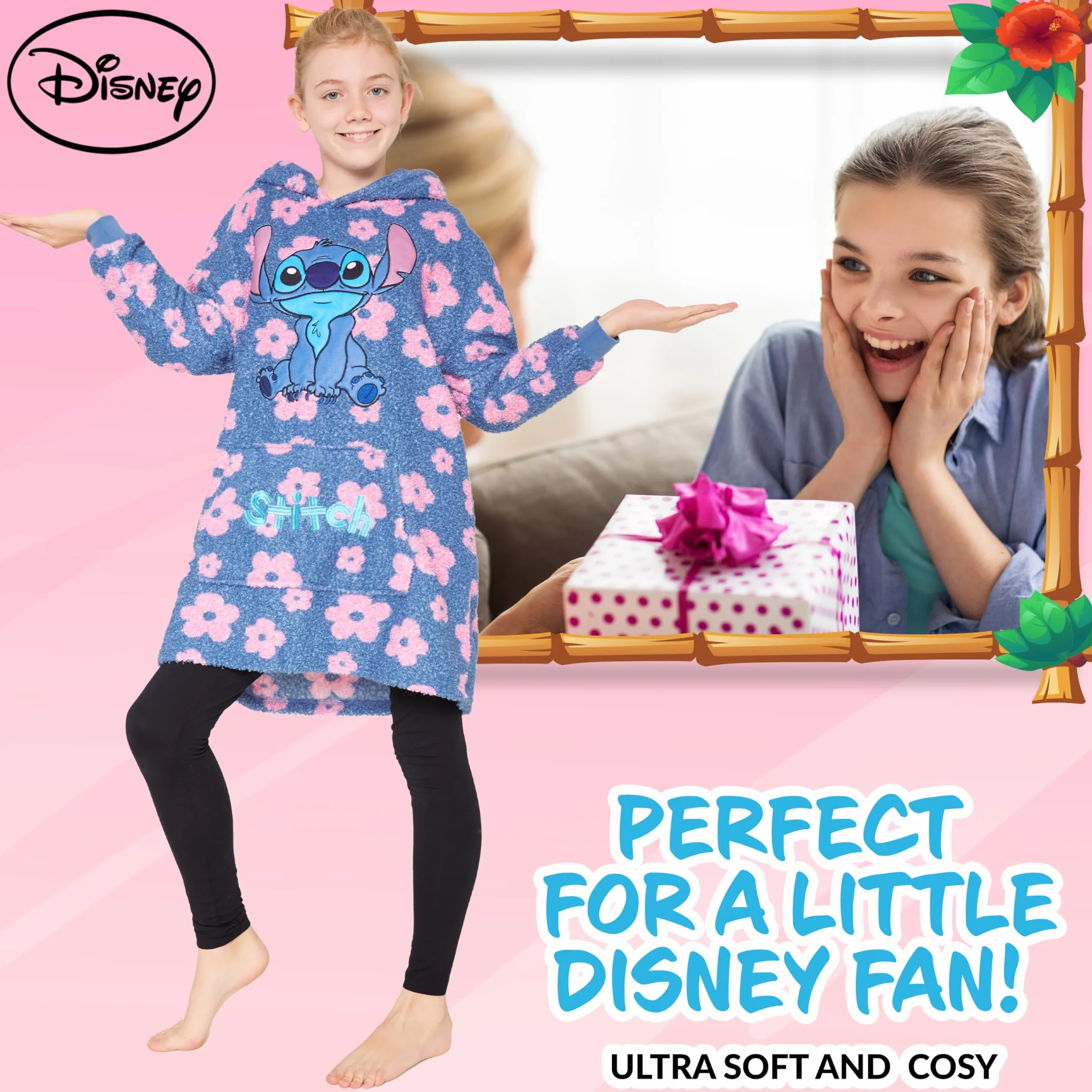 Disney Sudaderas con Capucha para Niña, Sudadera Stitch Niña, Batamanta Infantil, Bata Manta Polar Oversize Ropa para Niñas
