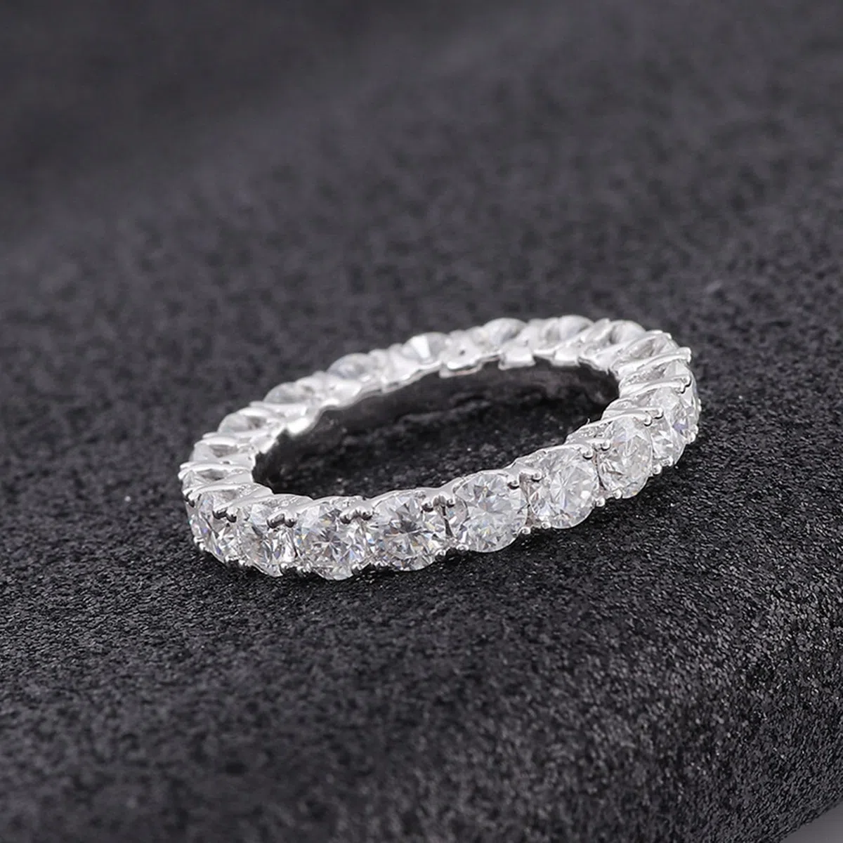 Juego de anillos vintage, anillos de boda de lujo con moissanite redondo para mujer