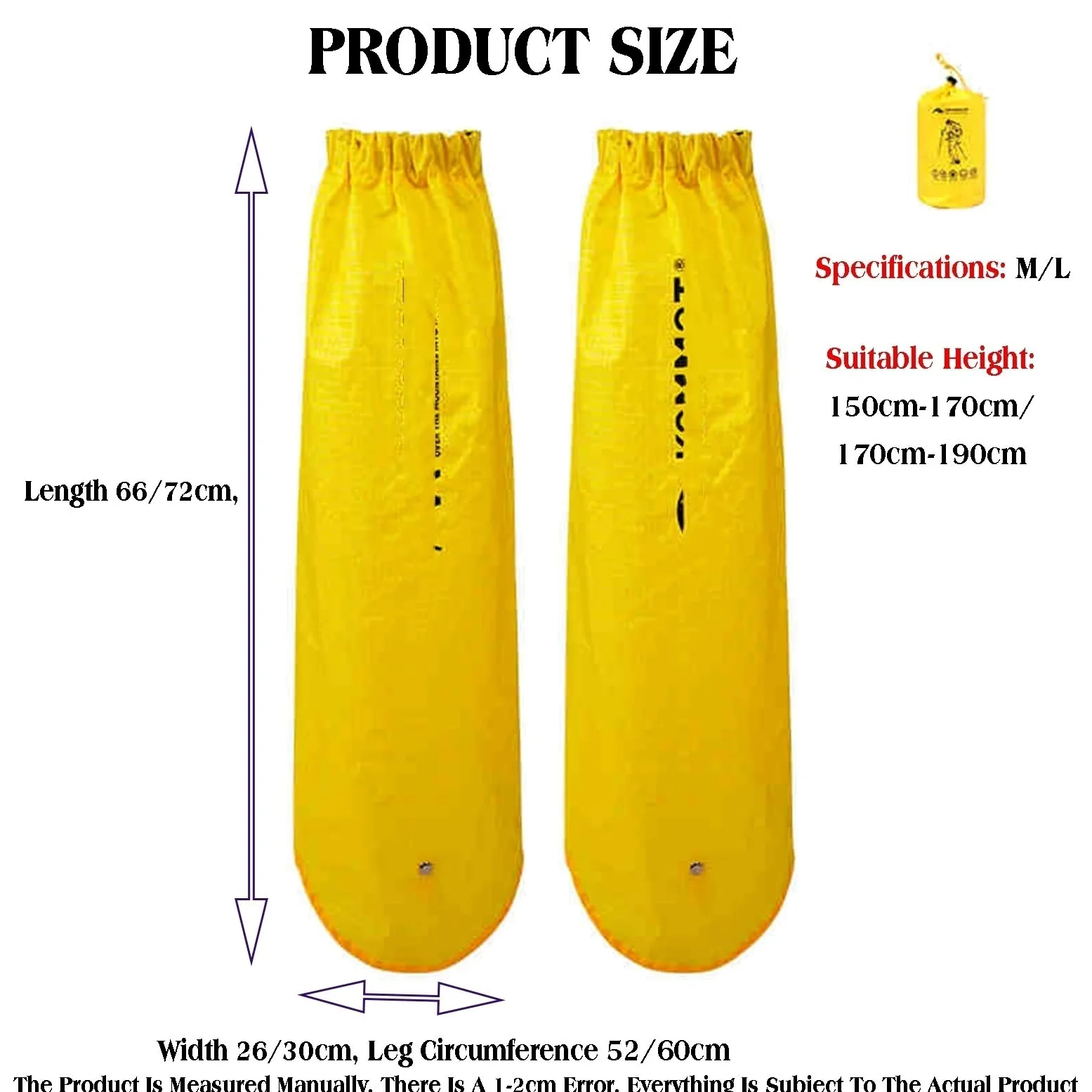 1 Par De Polainas Ligeras Y Ajustables For Botas De Senderismo con Bolsa De Almacenamiento, For Senderismo, Caminatas Y Escalada Al Aire Libre, Talla Única.(Yellow,L)