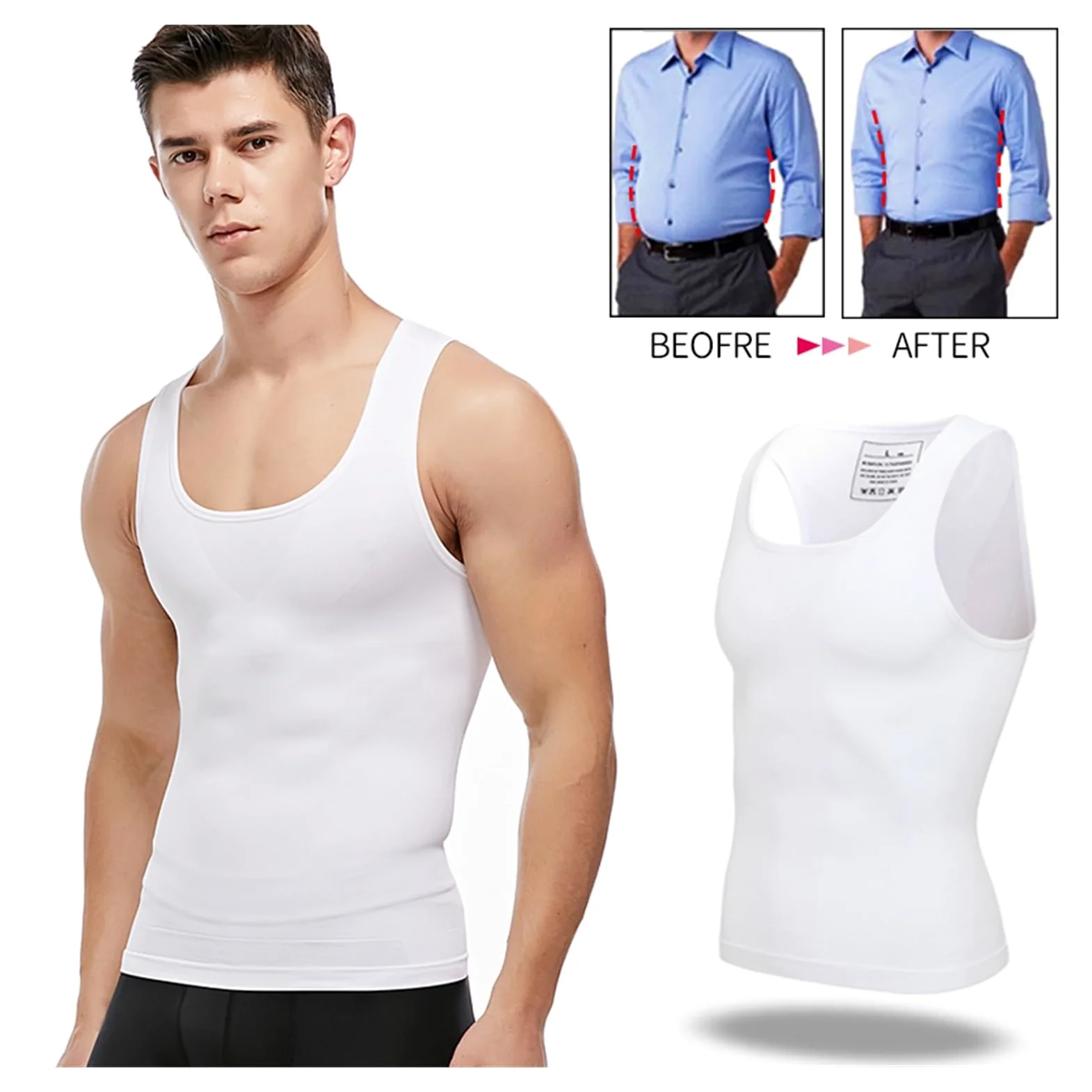 Faja Reductora de Abdomen para Hombre, Camiseta de compresión para el Pecho, Faja Moldeadora de Abdomen, Chaleco Adelgazante, corsé de Entrenamiento de Cintura para Hombre.
