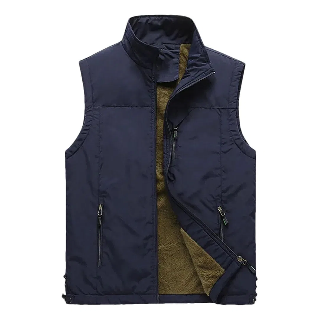 Vogrtcc Chaleco Cálido De Lana Para Hombre Con Bolsillos Chaleco Informal Chaqueta Sin Mangas