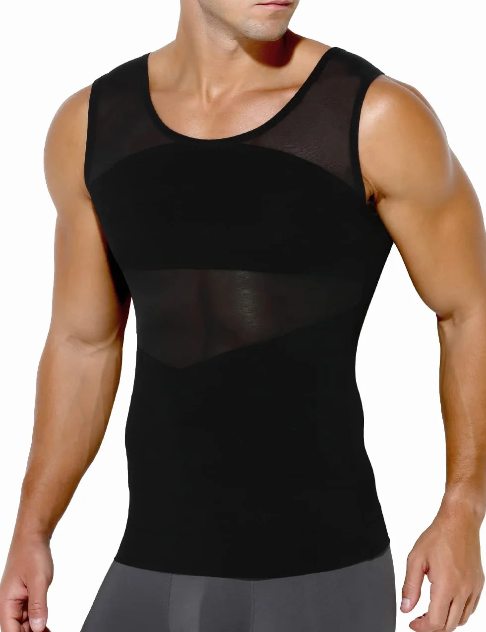 Casey Kevin Camisa de compresión Slim para Hombres, Faja Chaleco Hombre Hombre Reductora Compresion Elástica de Ropa Interior(Tamaño: M-XXL)