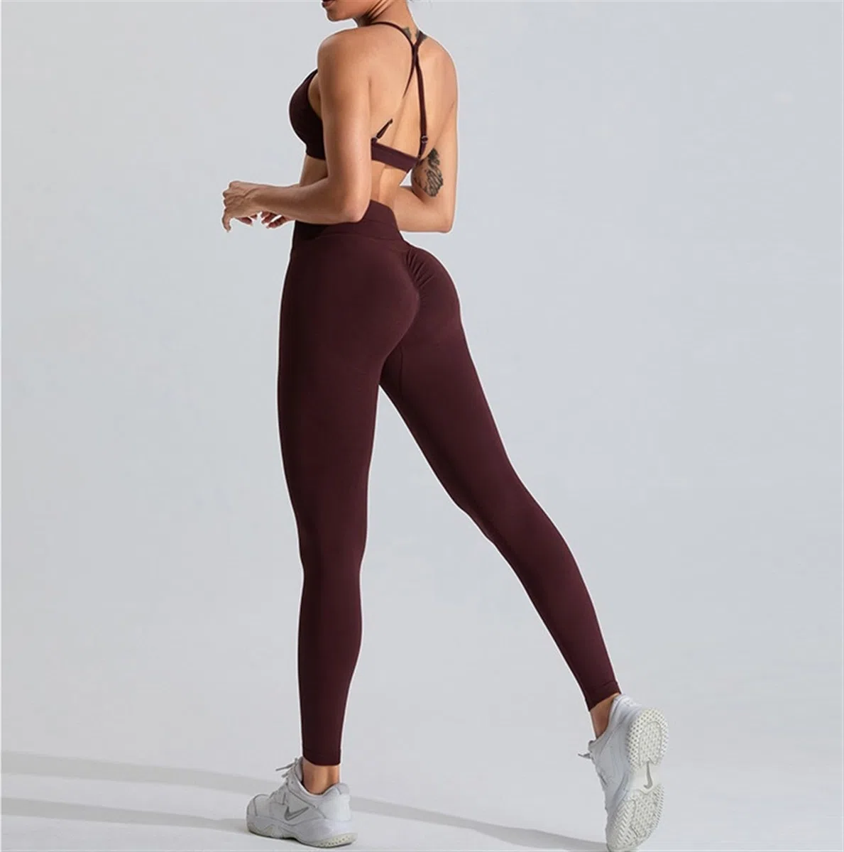 Genérico 2 Uds Mallas Gimnasio Mujer Cintura Alta Levantamiento Glúteos Pantalones De Yoga Deportivos Ajustados Fitness Al Aire Libre