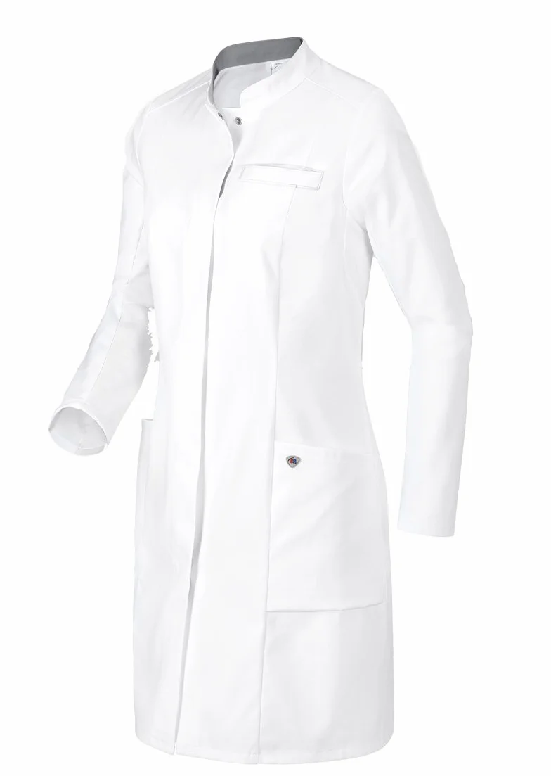 BP 1746-684-21-46n - Bata de médico para mujer, manga larga, con insertos elásticos, 200,00 g/m², mezcla de tela con elástico, color blanco, 46n
