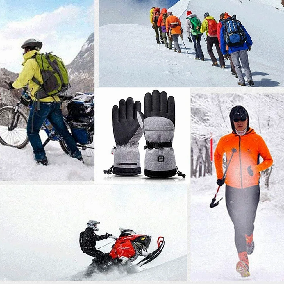 Guantes térmicos Guantes térmicos de Invierno Guantes a Prueba de Viento para Hombres y Mujeres Ciclismo al Aire Libre Motocicleta Camping, 3 Niveles de Control de Temperatura
