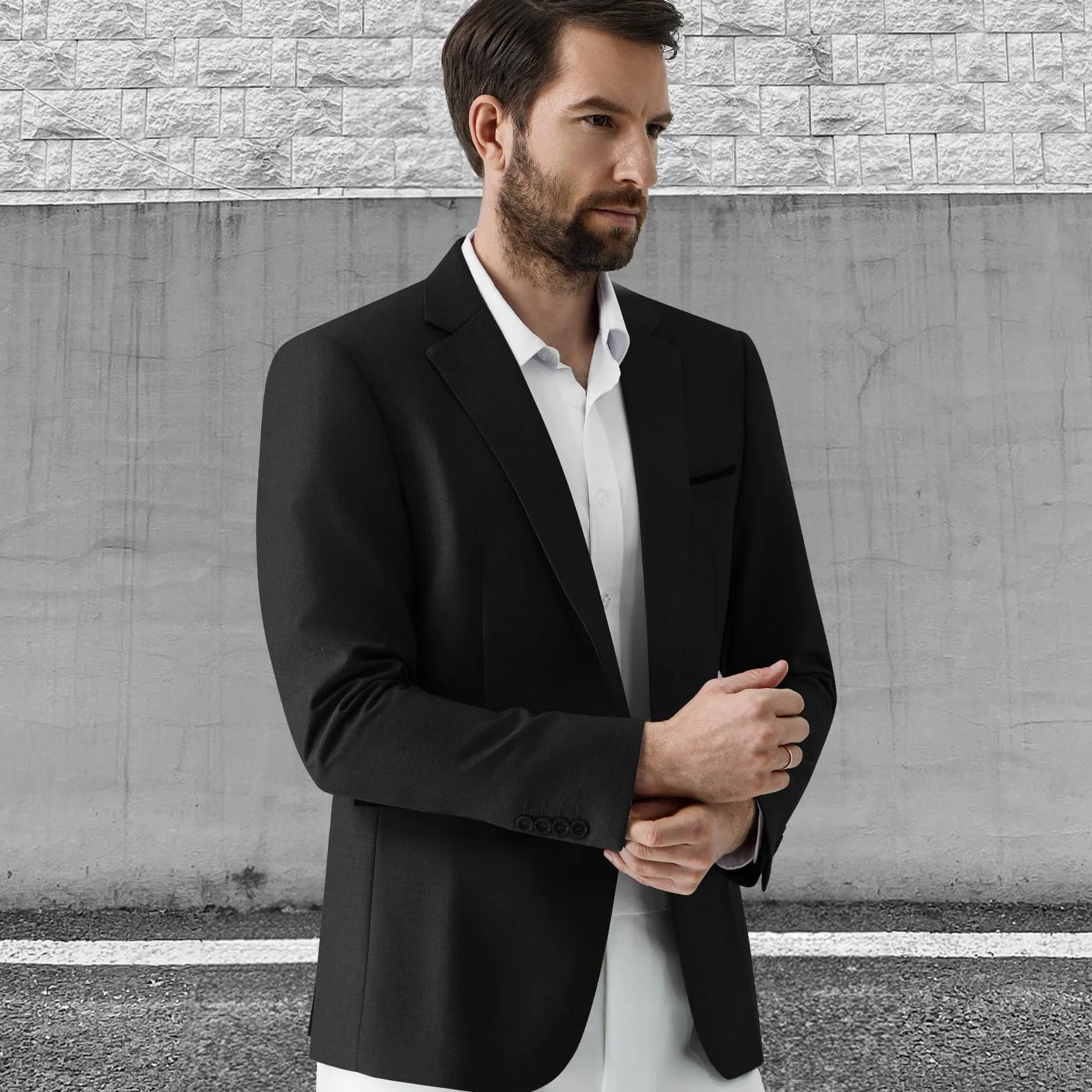 Blazer dla Mężczyzn Slim Fit 1 Guzik Elegancki Garniturowy