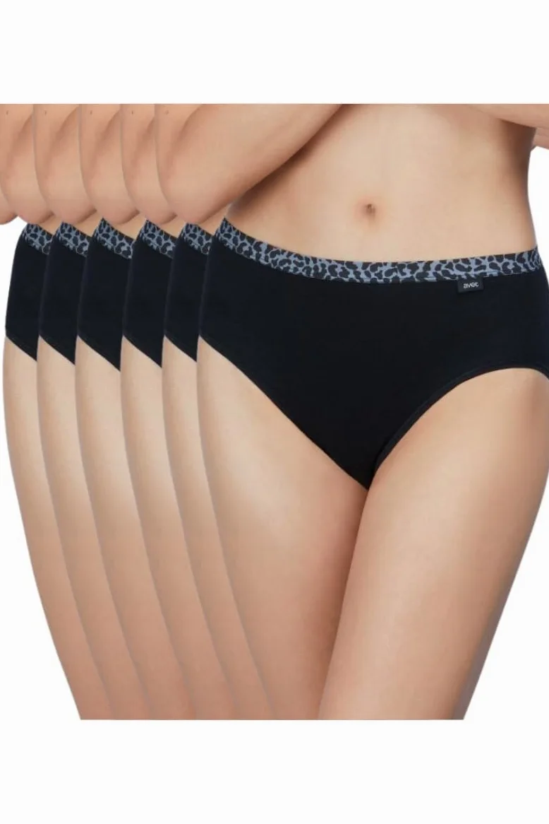 Avet Pack de 6 Bragas 32345 algodón (FR/ES, Letras, L, Regular, Regular, Negro)