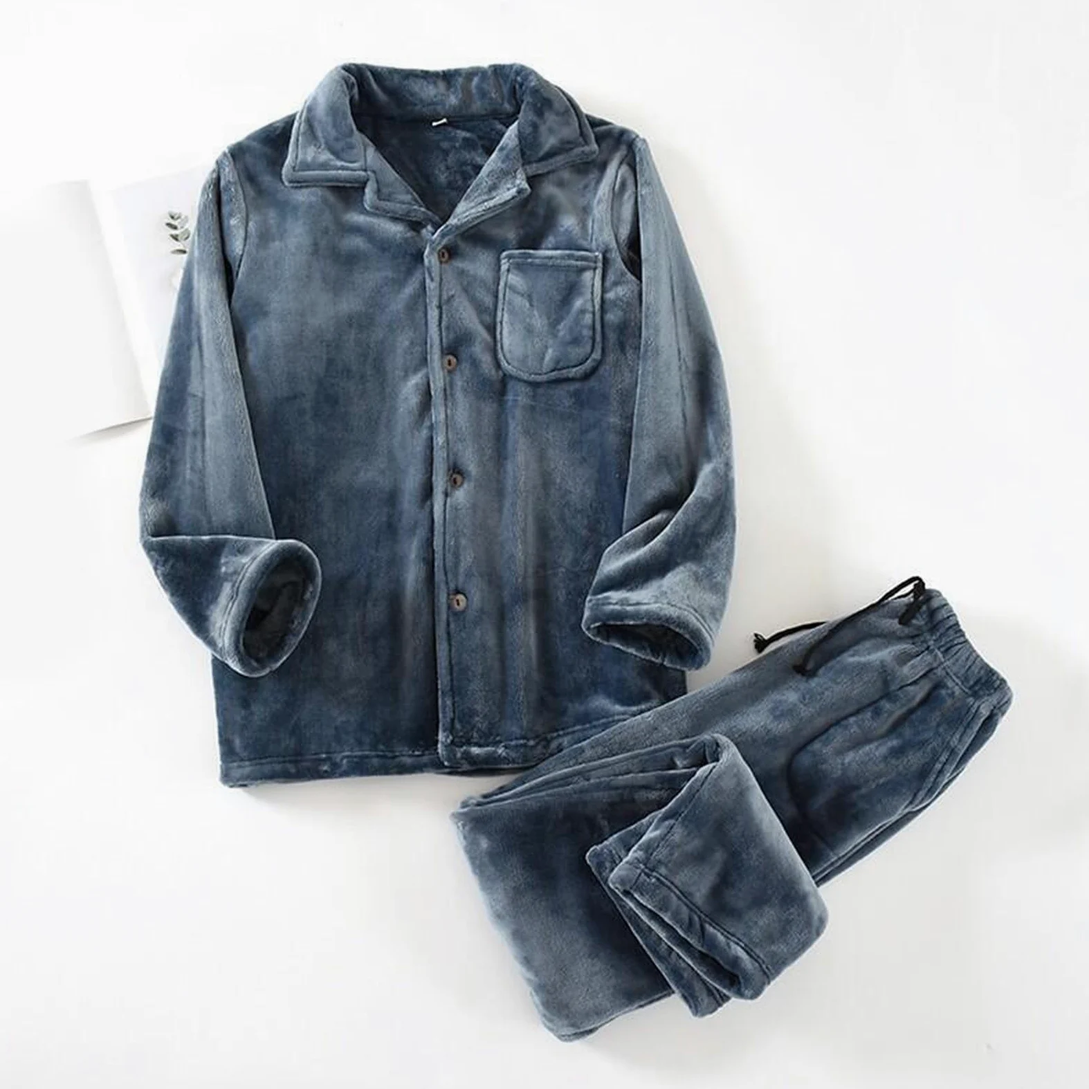 Genérico Pijama Hombre de Franela térmica de Invierno, Ropa de Dormir de Forro Polar acogedora para Noches frías, Ropa Suave y cómoda para el hogar.
