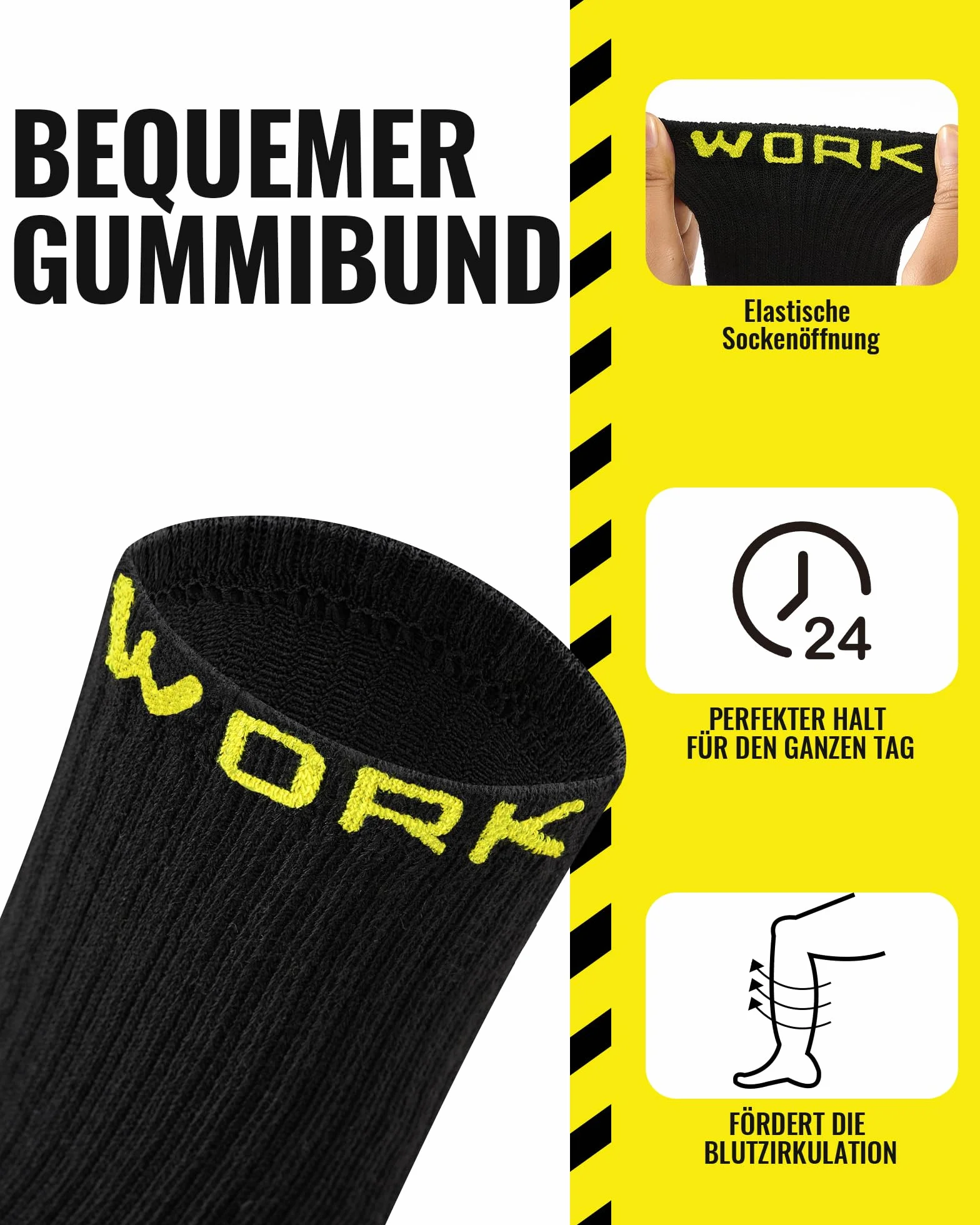 10 Pares Calcetines de Trabajo Hombre, Ideales para Botas, WORK Socks Acolchados y Reforzados, Calcetines Funcionales y Transpirables con puño Cómodo