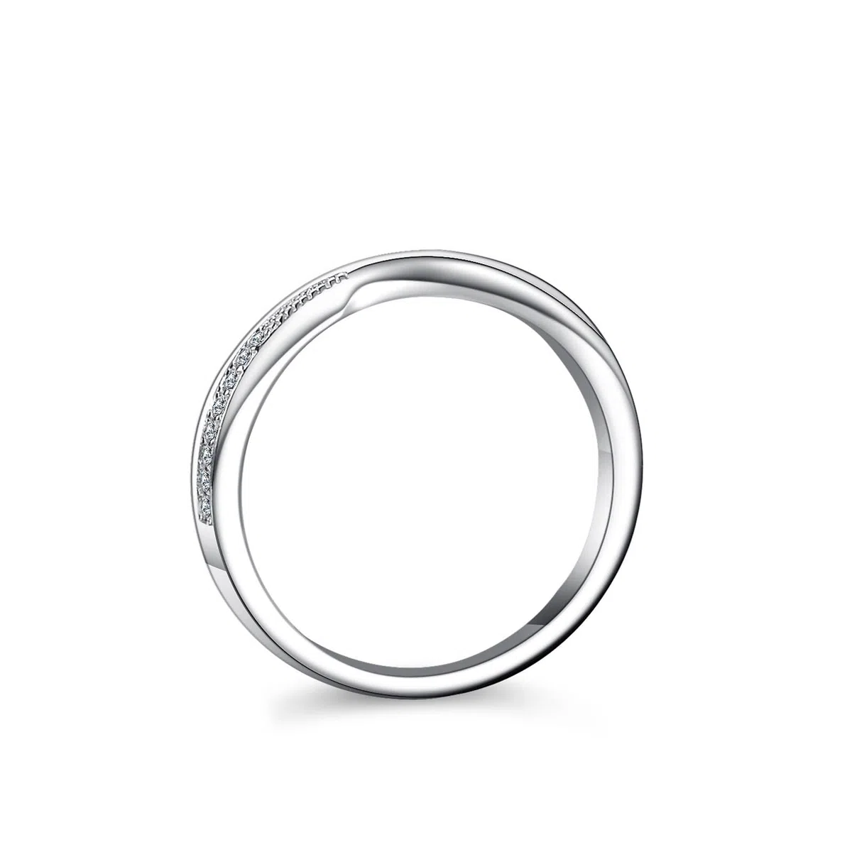 Anillo de oro para mujer, oro blanco, alianzas delicadas con diamantes, anillos de boda de oro auténtico para mujer