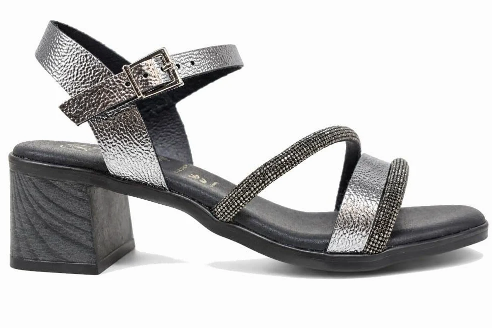 Sandalias de tacón medio Oh! My Sandals 5905 Acero para mujer - Sandalias de fiesta tiras Brillantes - Mujer