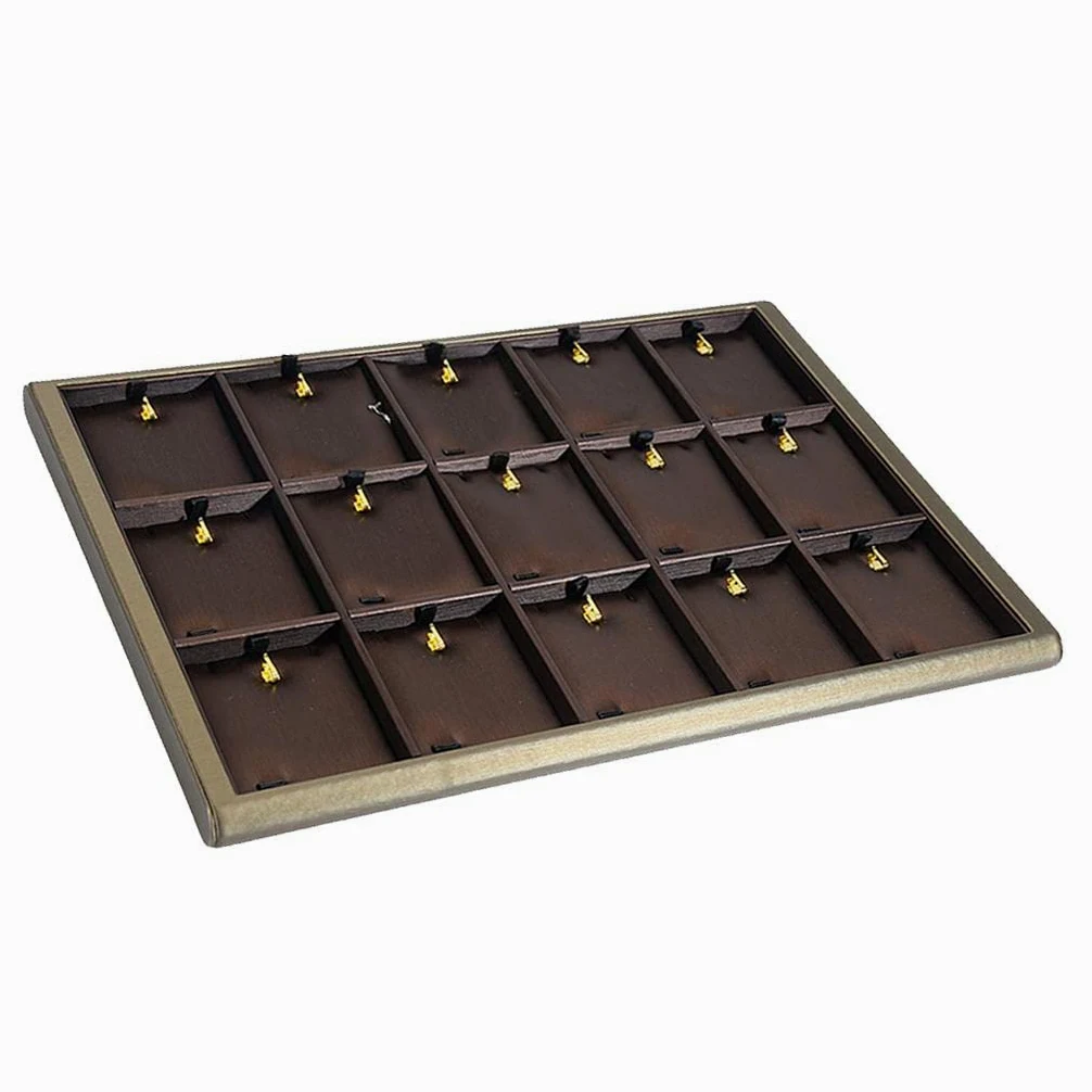 Lujoso organizador de joyas de piel sintética color café, perfecto para el hogar y la tienda, ideal para guardar aretes, pulseras y collares