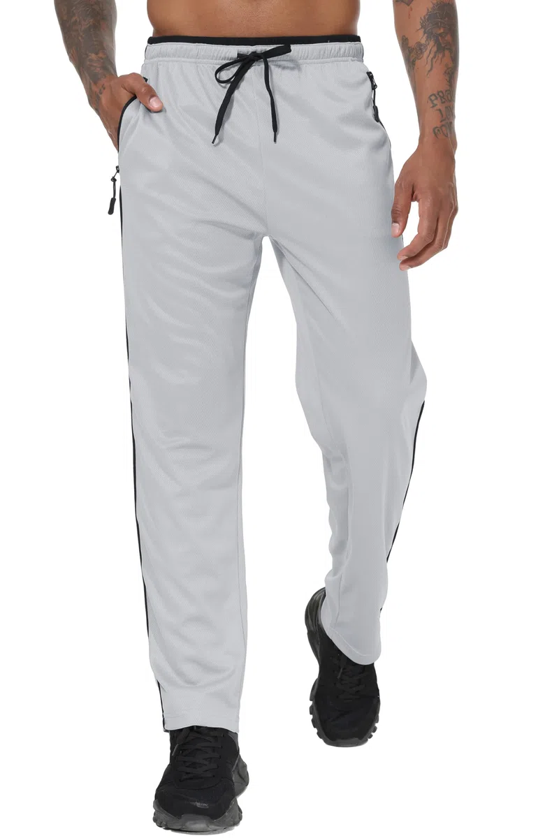 YuKaiChen Pantalones de chándal para hombre, pierna recta, dobladillo abierto, ajuste holgado, ligeros, de secado rápido