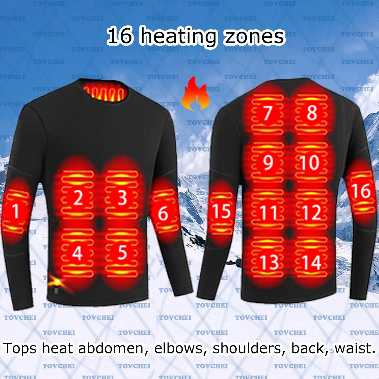 Ropa Interior Calefactada Eléctrica Camisas Hombre Mujer USB Smart 16 Zonas Camisetas Térmicas Calefactadas Lavables para Esquí Al Aire Libre
