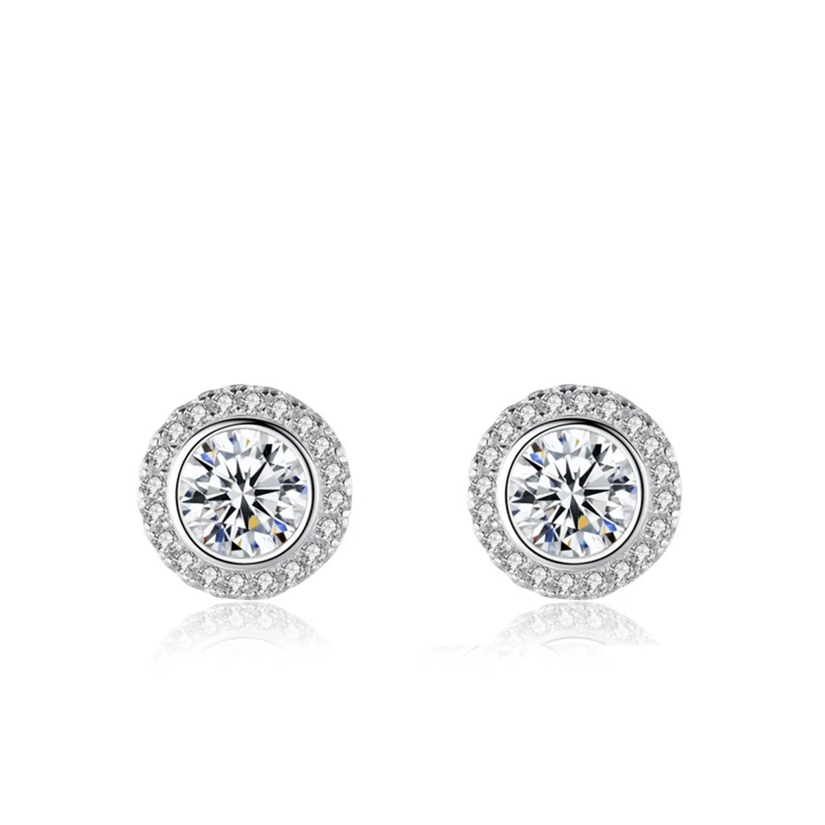 Pendientes de oro blanco Au750 con moissanita, lujosos pendientes de platino PT950