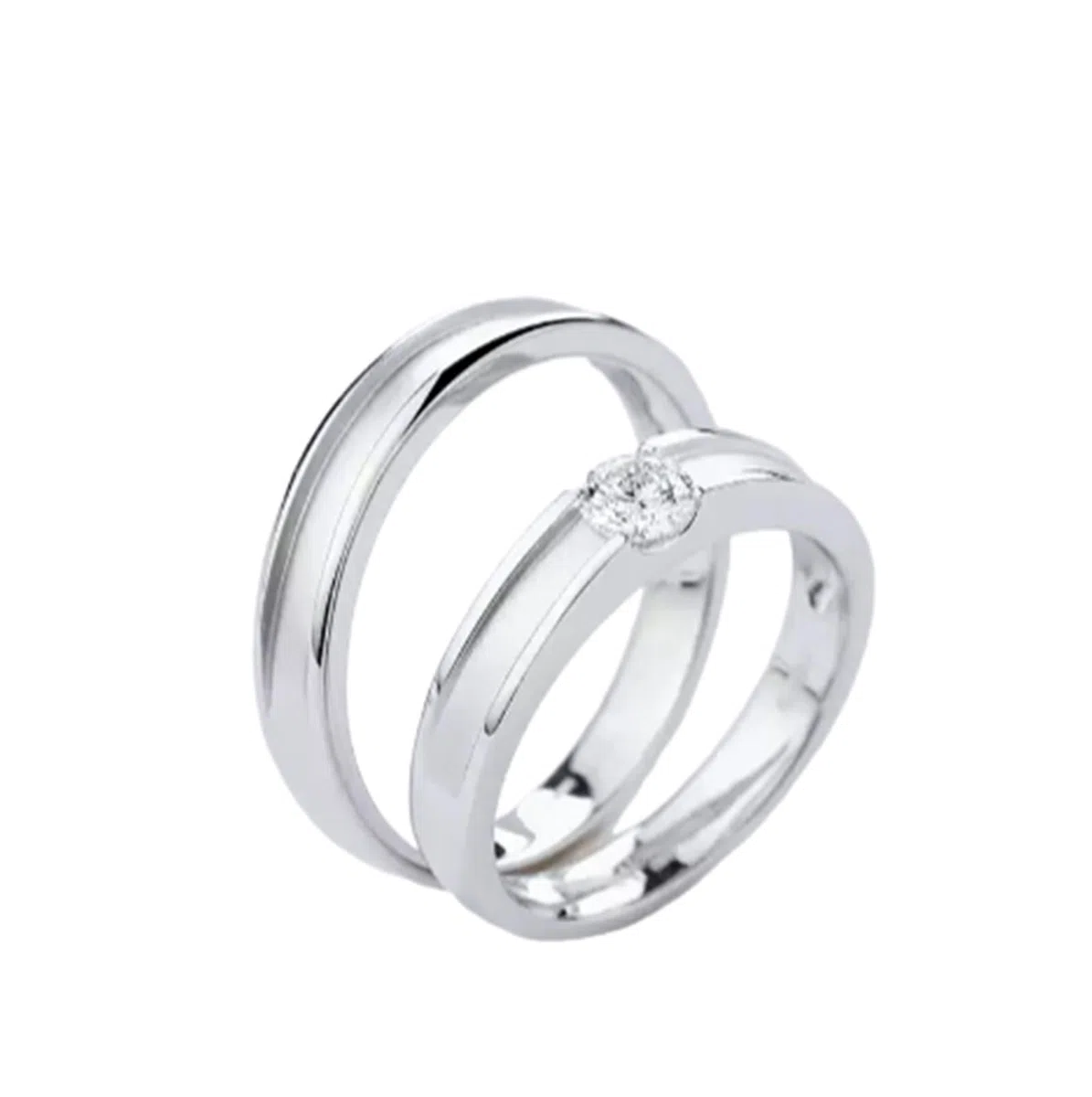 Wycian Anillos de Boda Hombre Anillos Boda Plata Oro Blanco de 14 Quilates Polaco Talla 17 Sólido No Chapado Actualización 3.0 para Esposa Acción de Gracias Joyas
