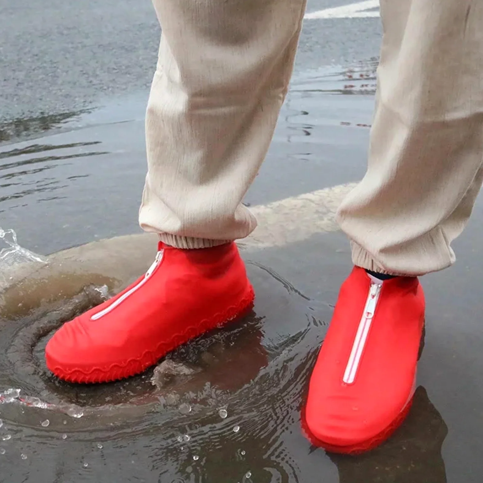 4 pares de zapatos for mujer y hombre, cubiertas con cremalleras, impermeables reutilizables for, antideslizantes silicona for lluvia para Protección