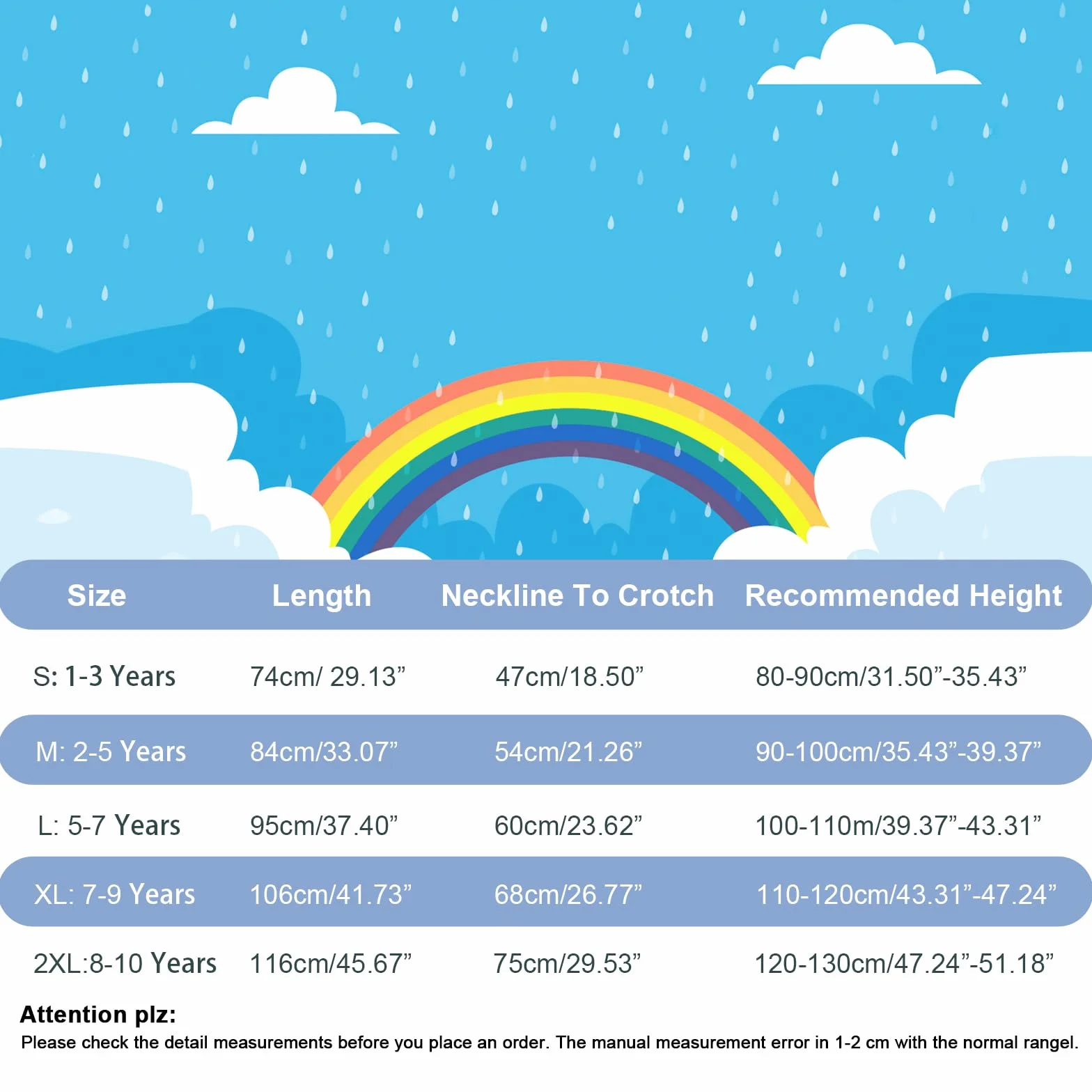 Traje de Lluvia Niños Niñas Chubasquero de Una Pieza Niños Mono Impermeable Transpirable Poncho de Lluvia Ligero Traje de Barro Cremallera Ropa de Lluvia 1-10 Años