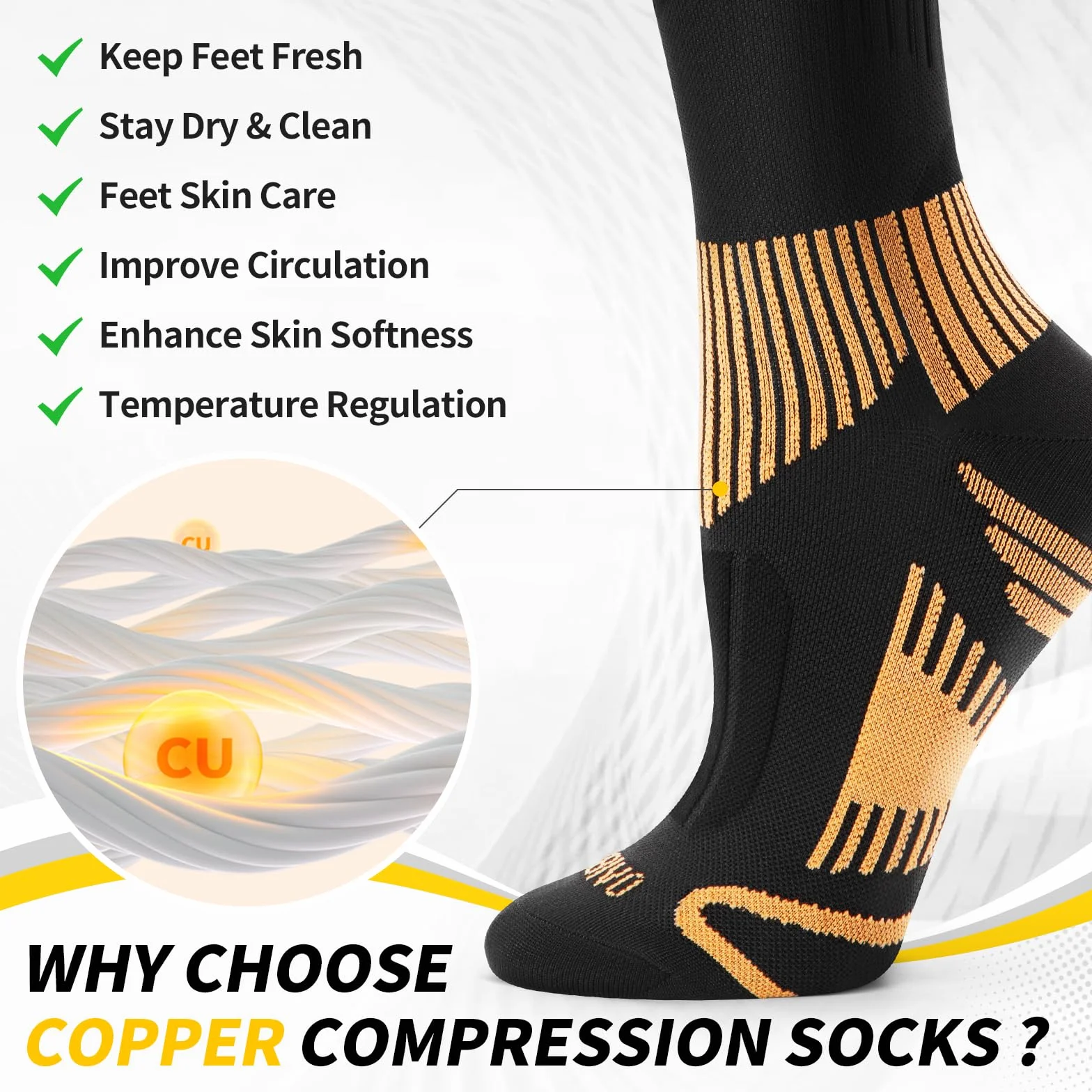 CAMBIVO Medias de Compresión de Cobre 15-20mmHg Calcetines Compresion Mujer Hombre