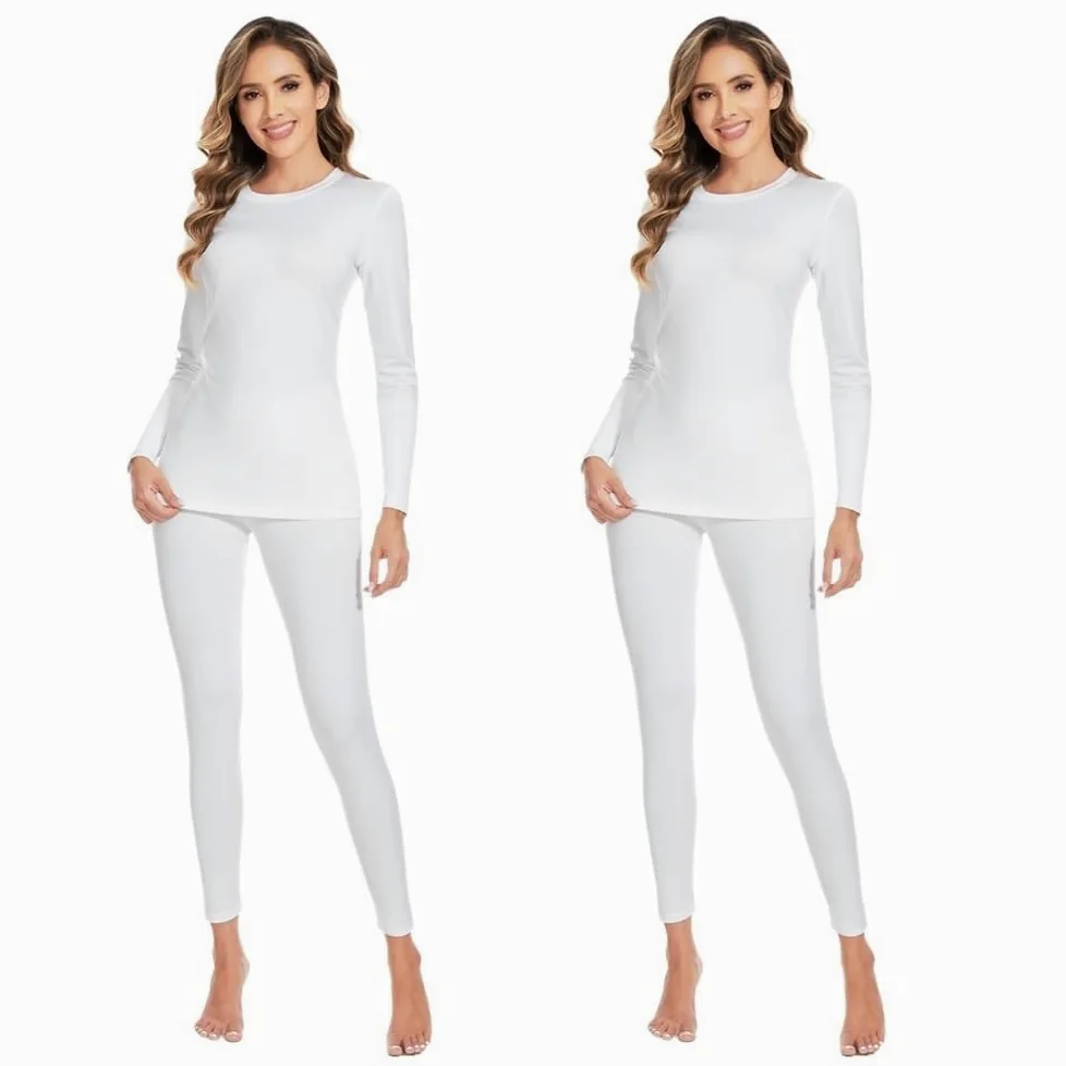Set Intimo Termico Conjunto de ropa interior térmica for mujer Long Johns forro polar ultra suave capa base conjunto superior inferior for clima frío invierno ( Color : White -2PCS , Size : XXXL )
