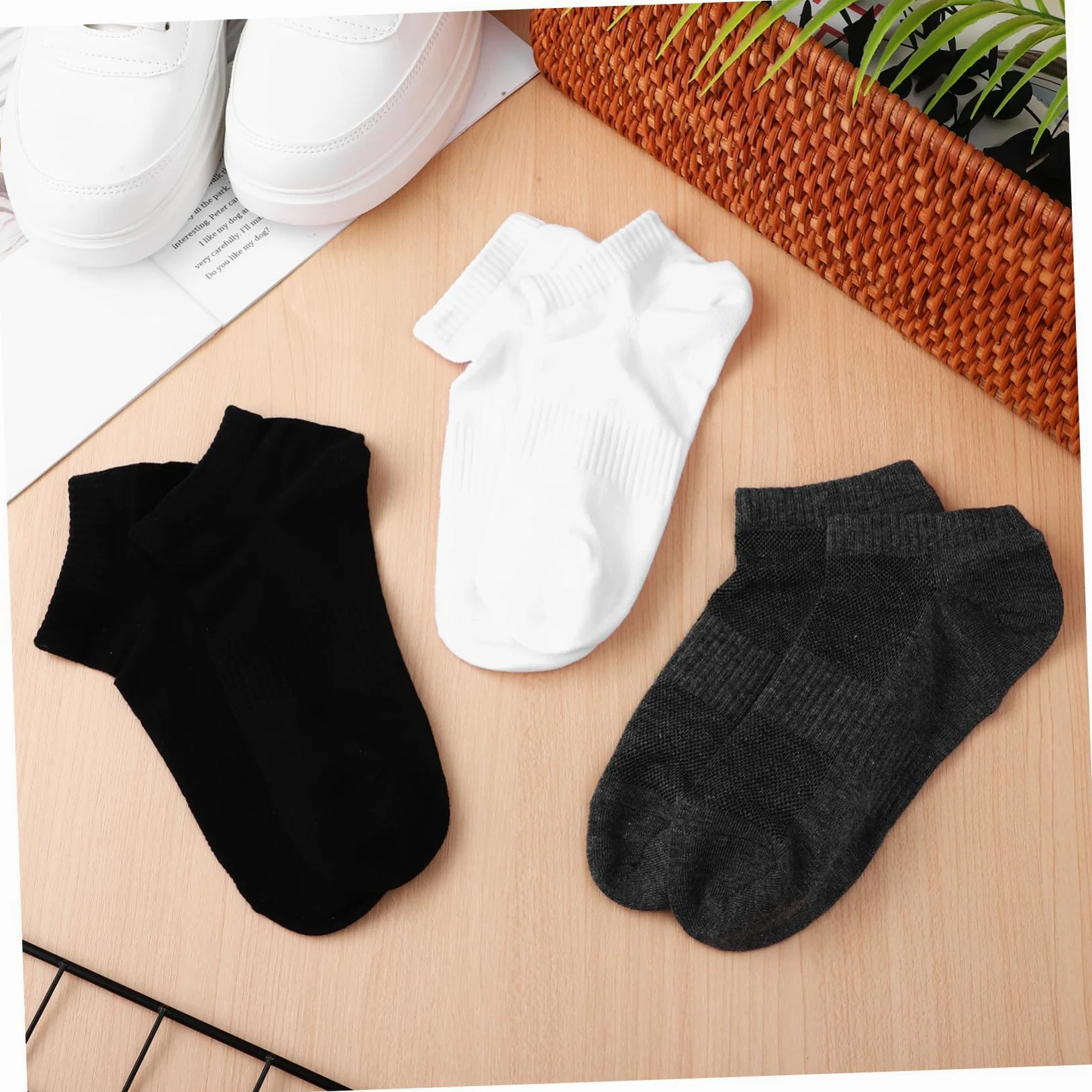 WOONEKY 9pares Calcetines Deportivos Para Hombre Algodón Cortos Transpirables Tobilleros Running