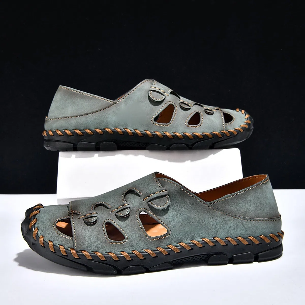 Sandalias Verano Hombre-Sandalias de verano con punta abierta, transpirables, informales, para caminar, ligeras, para la playa, cómodas para viajar.