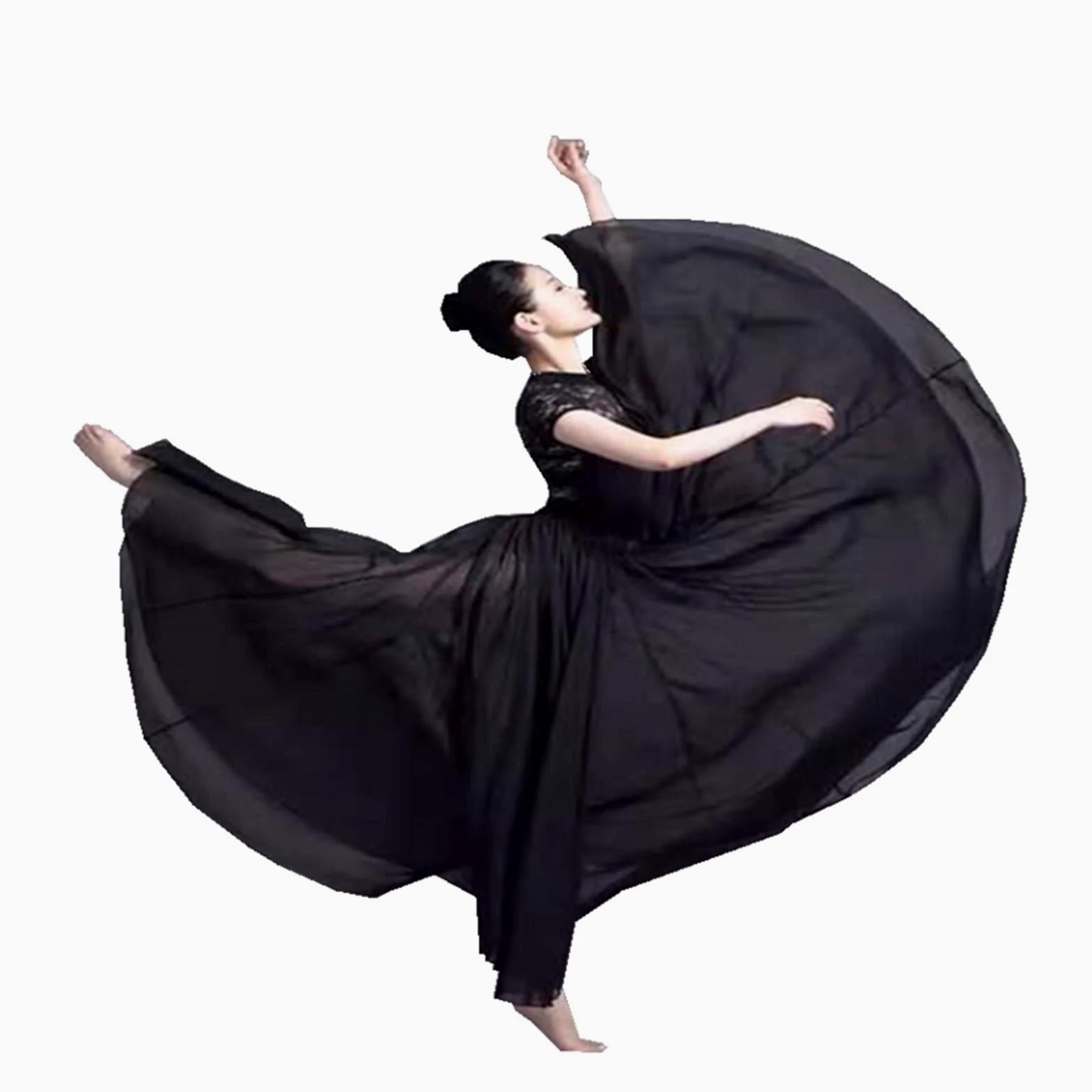 Falda Larga para Danza del Vientre, Disfraz de Danza clásica, Elegante Falda de Gasa para práctica de Danza del Vientre, 720 Grados, con Vuelo, para Ballet Moderno (Blanco, 540 x 8