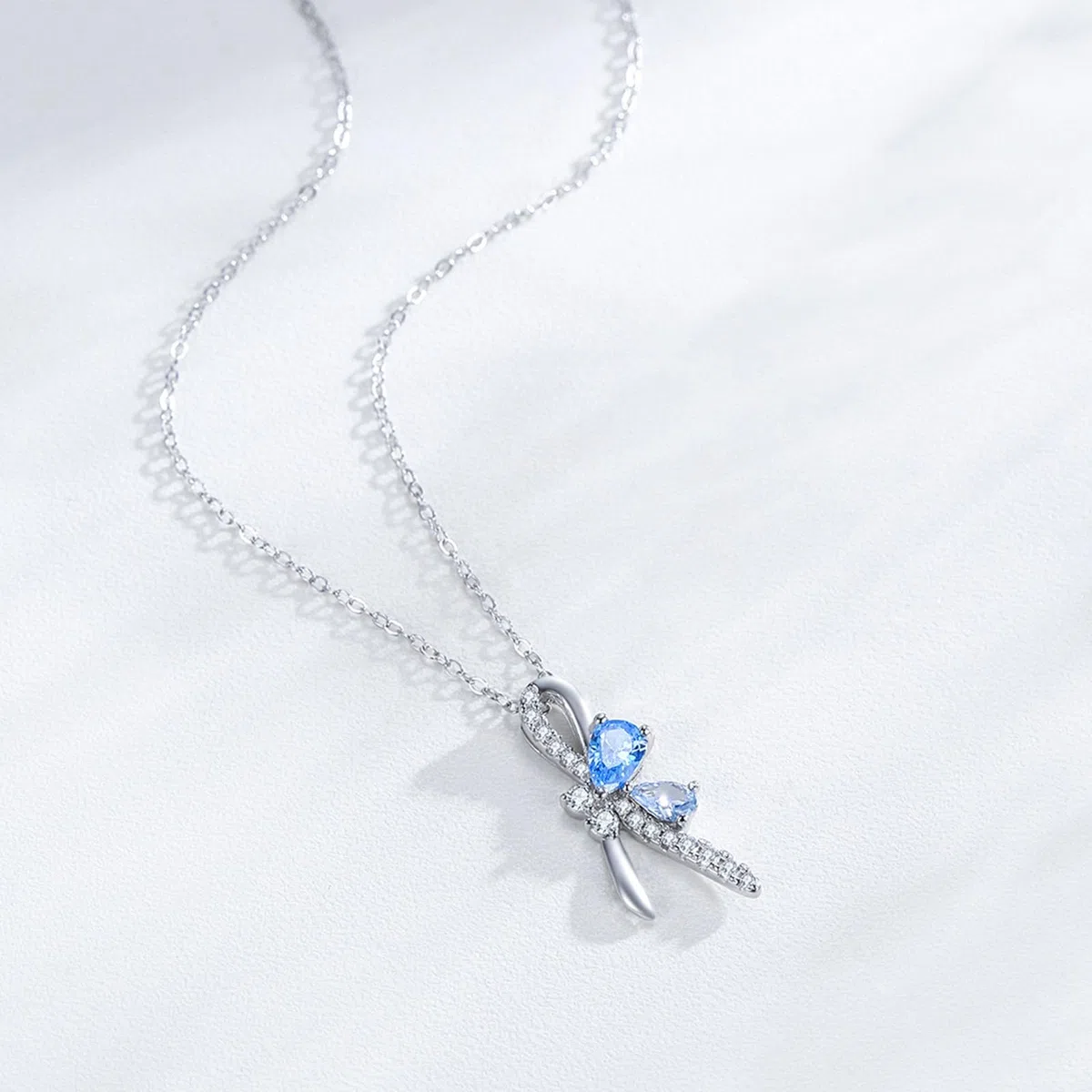 Collares con lazo de 9 quilates para mujer, collar de oro de 9 K, 14 y 18 quilates con topacio y moissanita, cadenas de oro blanco de 18 quilates para ella, 40 + 5 cm