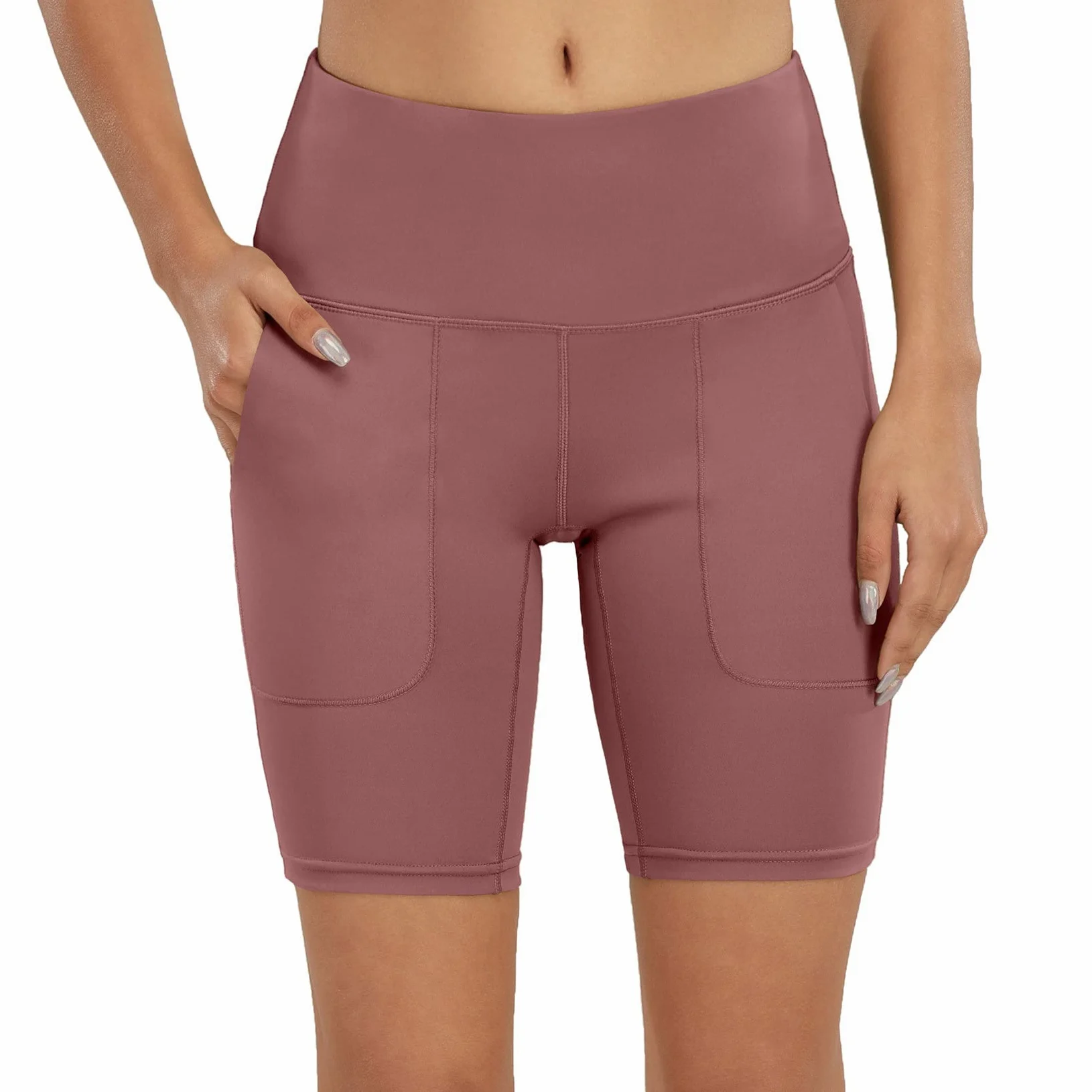 Mujer Mallas Shorts de Yoga, Pantalones cortos de deportes de 1/2 longitud de las mujeres Pantalones cortos de deportes de cintura altas Pantalones cortos de yoga flaco Pantalones cortos de elevación