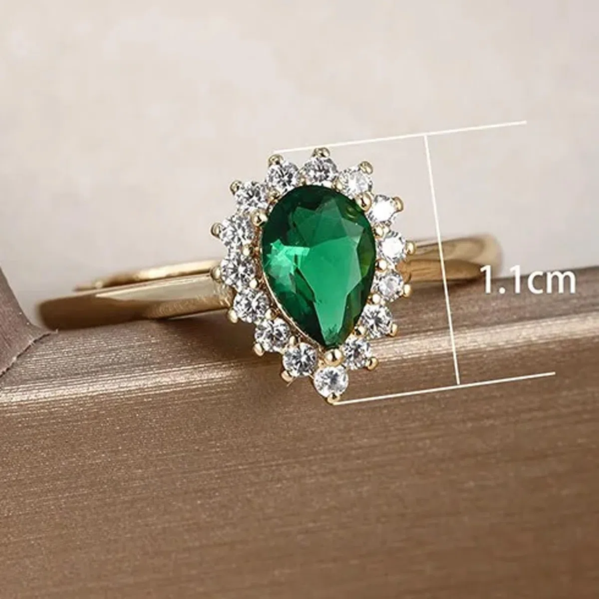 Anillo solitario de oro de 9 K/14 K/18 K Joyas auténticas gotas, forma de anillo abierto de lujo