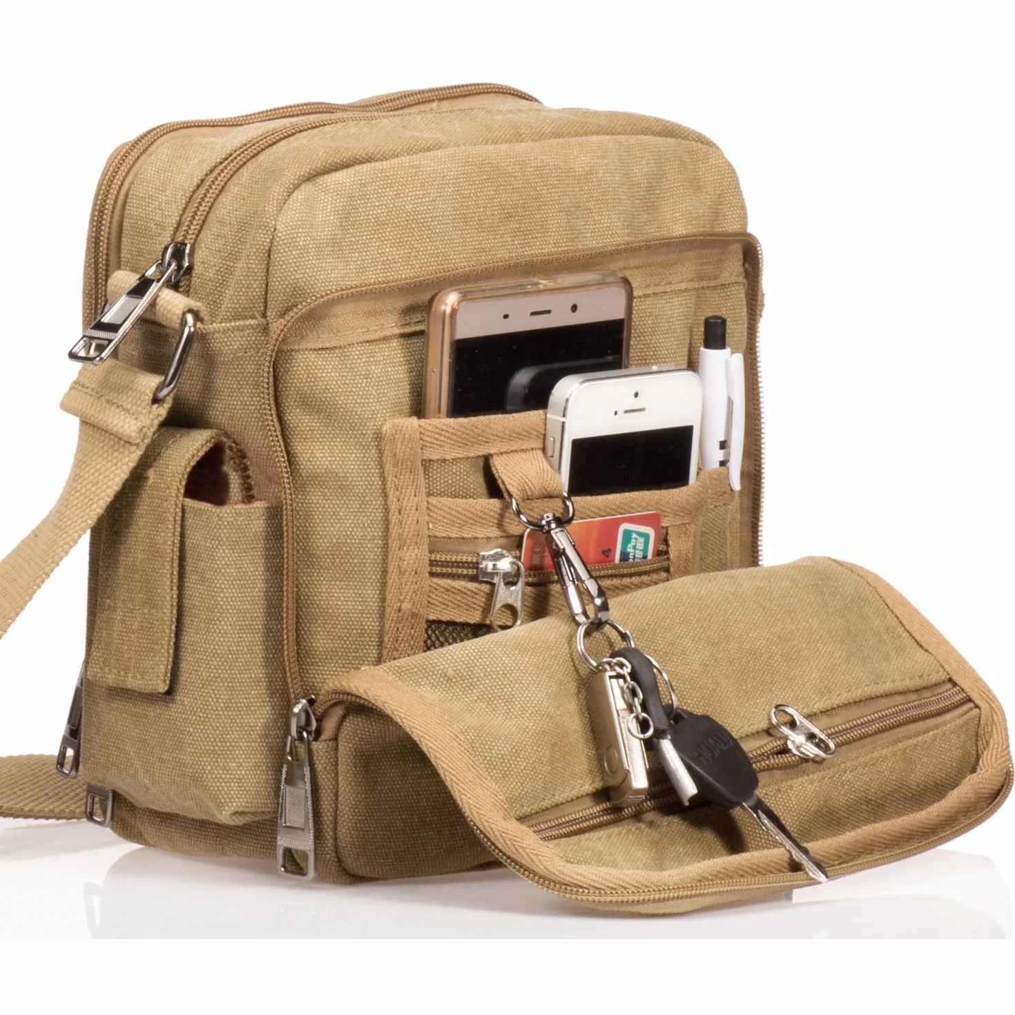 Bolso Bandolera Hombre Pequeñas Bolsos de Tela Vintage Messenger Bag para Colegio Bolsa de Lona Universidad Libro Bolsos Originales Bolsas de Viaje Sport Bag